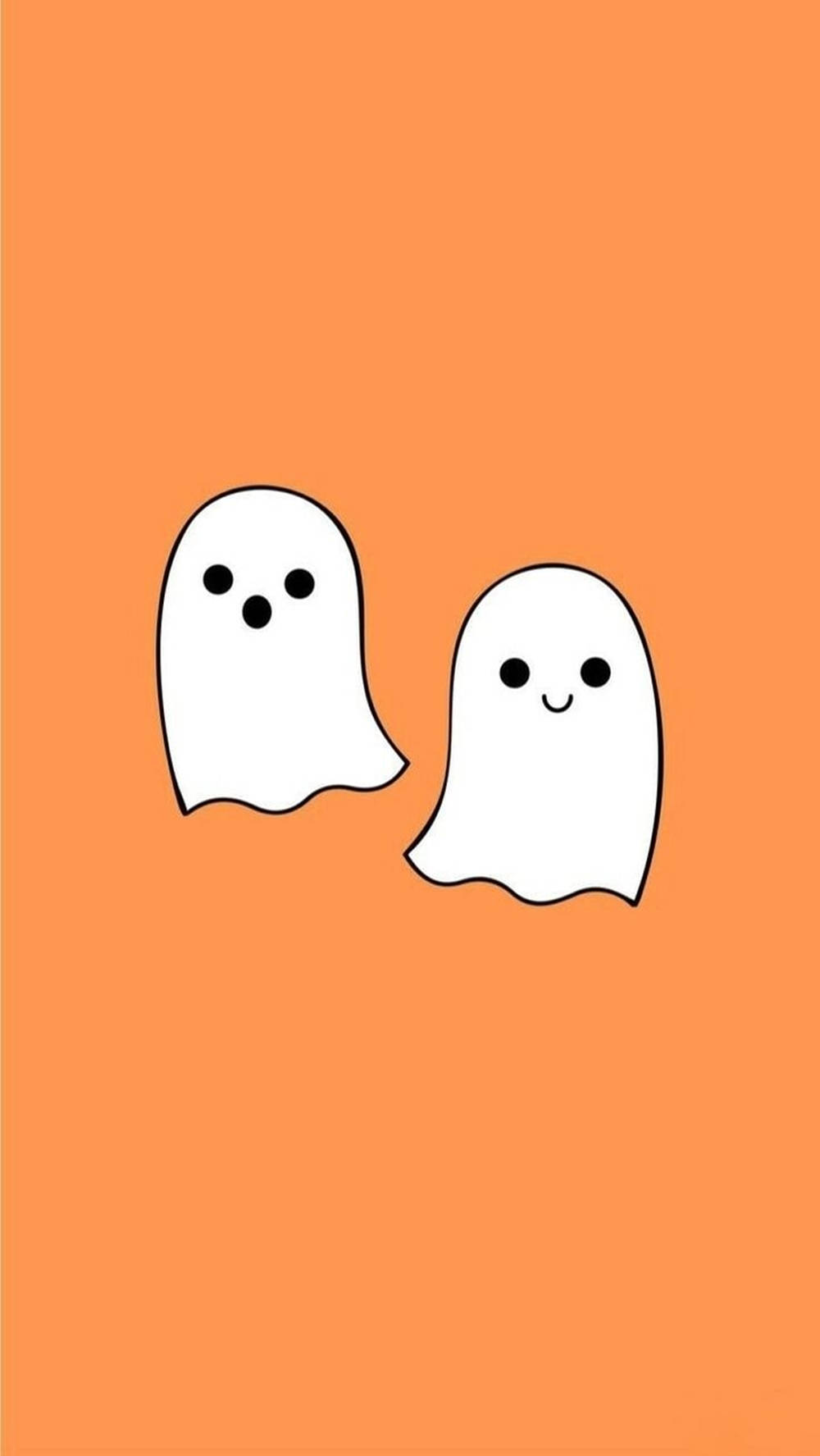 兩隻友善幽靈 美學橘色 壁紙
