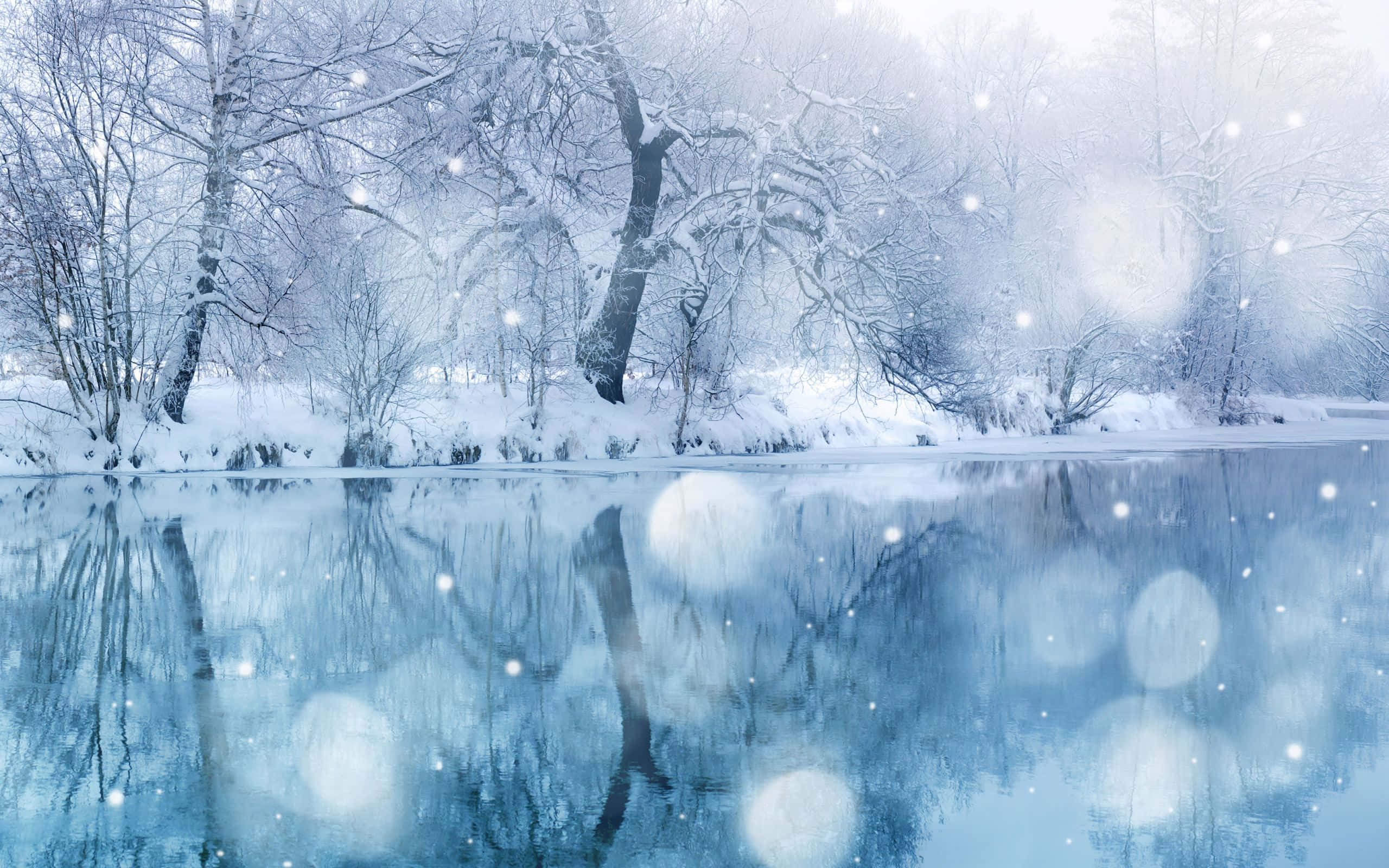 冬日仙境雪景背景 壁紙