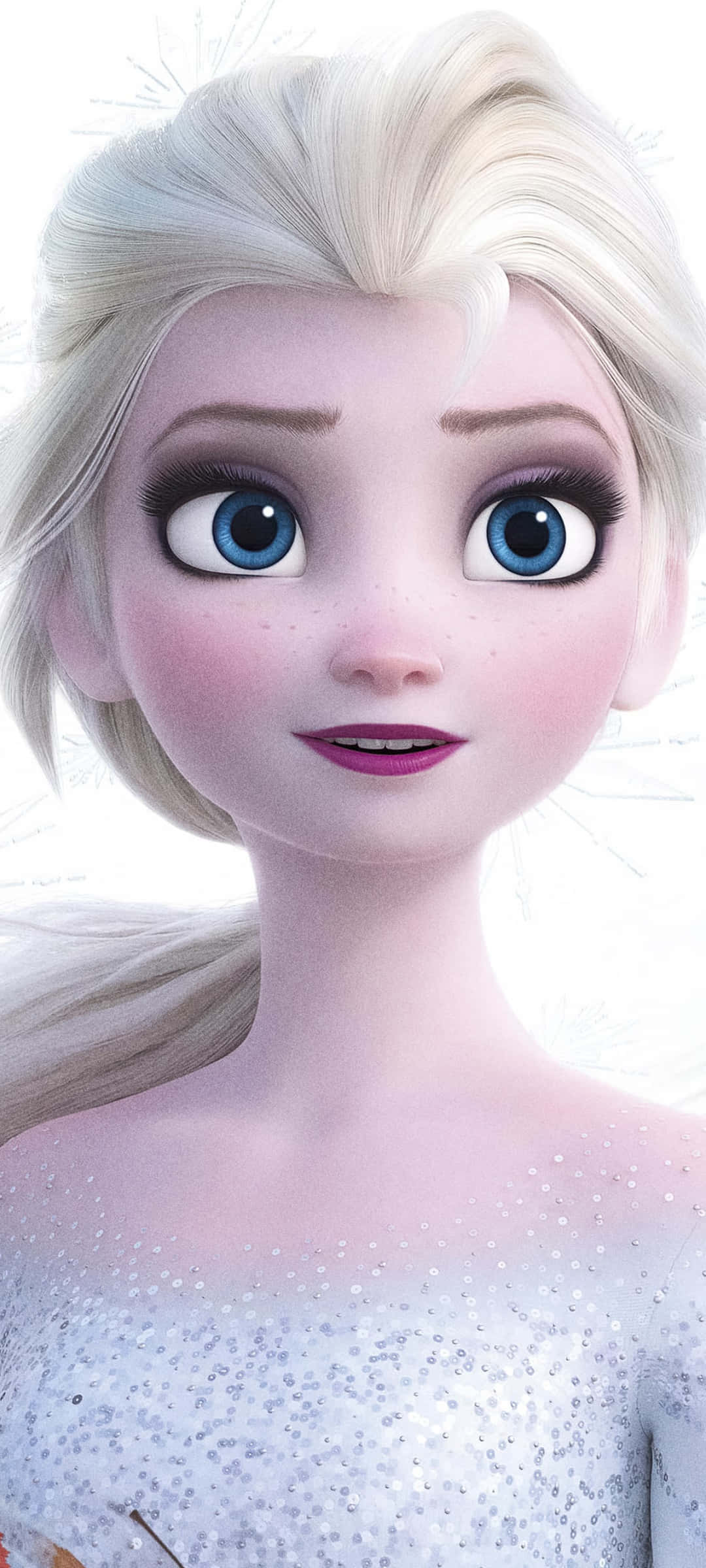 冰雪奇緣中的艾莎，身穿白色禮服，藍色眼睛 壁紙