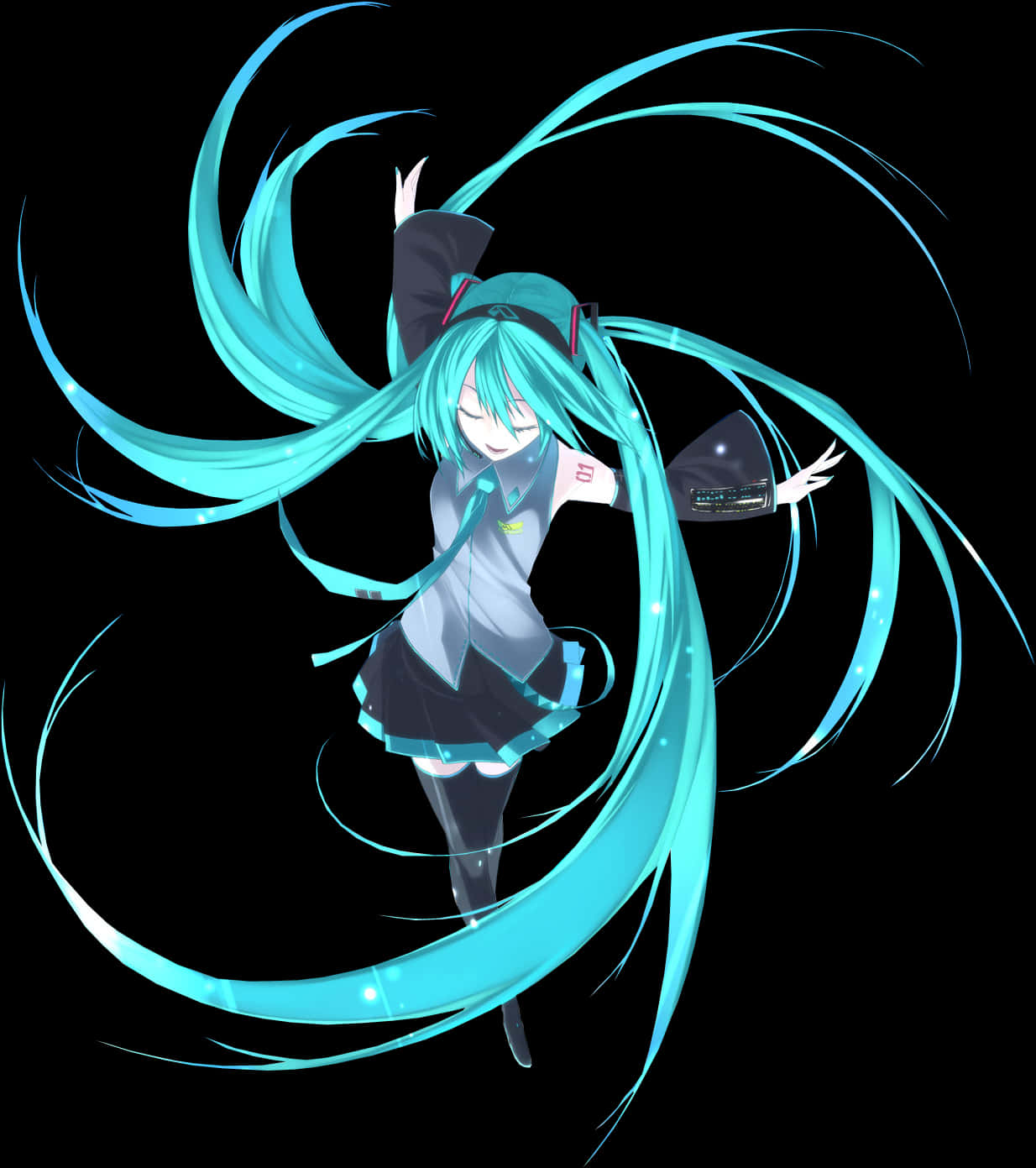初音未來動感旋轉秀髮 壁紙