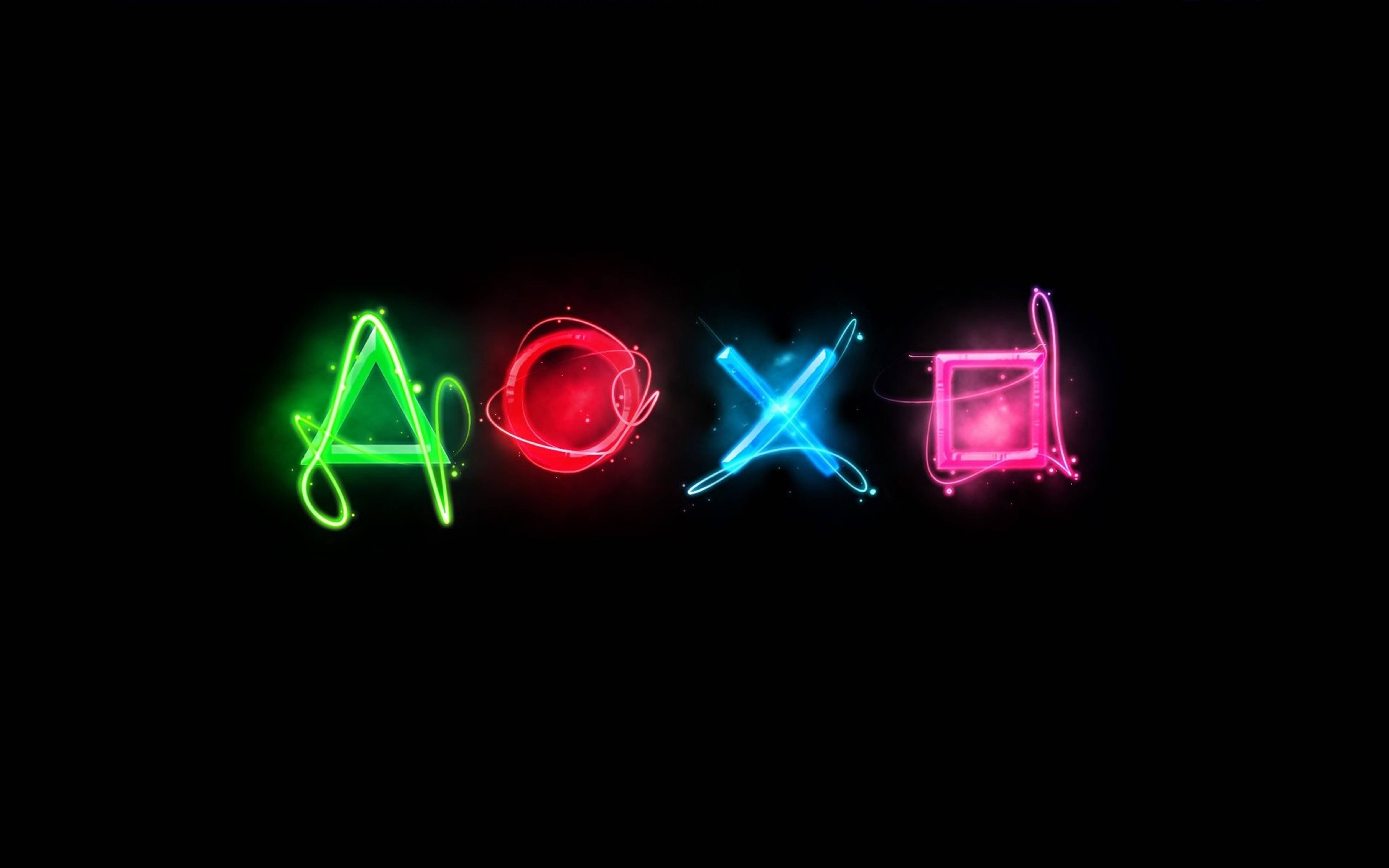 动作按钮标志霓虹设计4K PS4 壁紙