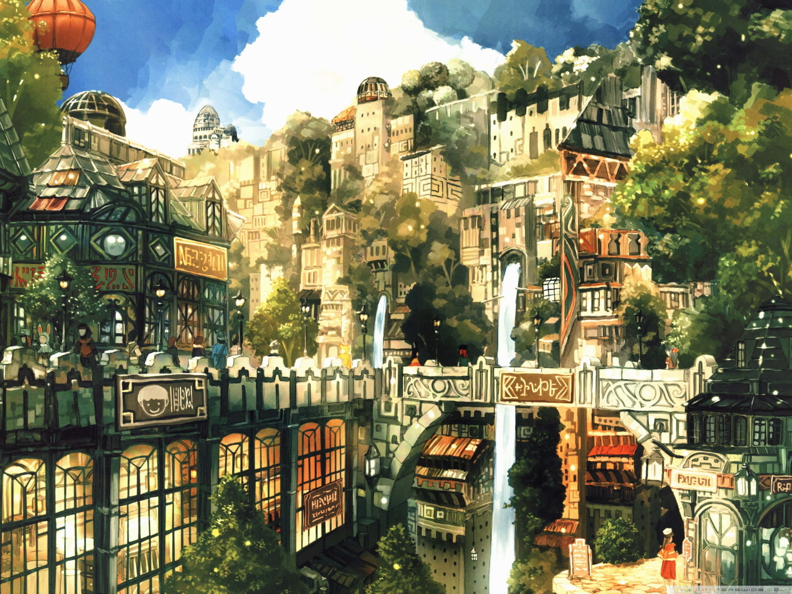 动漫城市的田园美景 壁紙