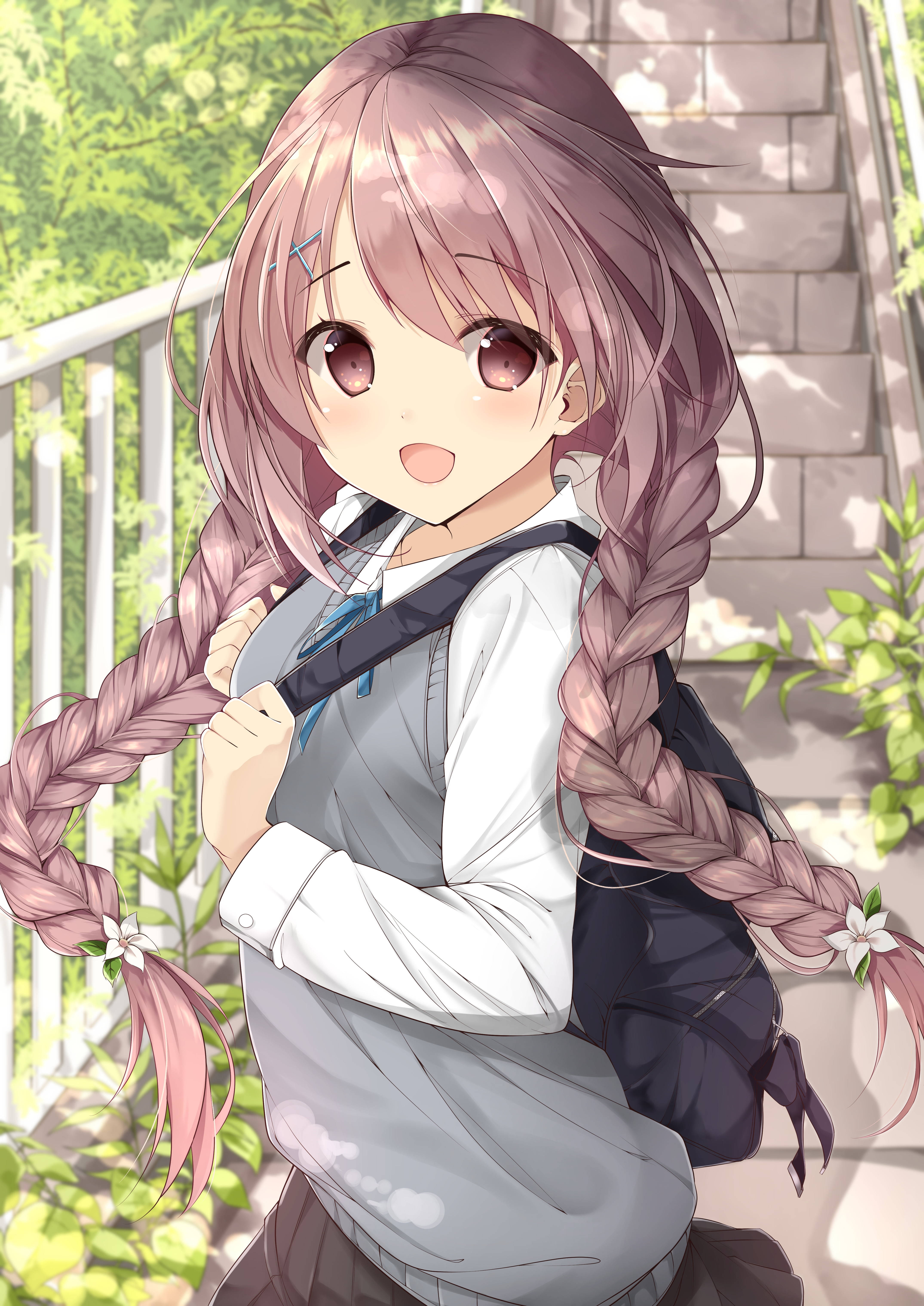 动漫女孩双辫 壁紙