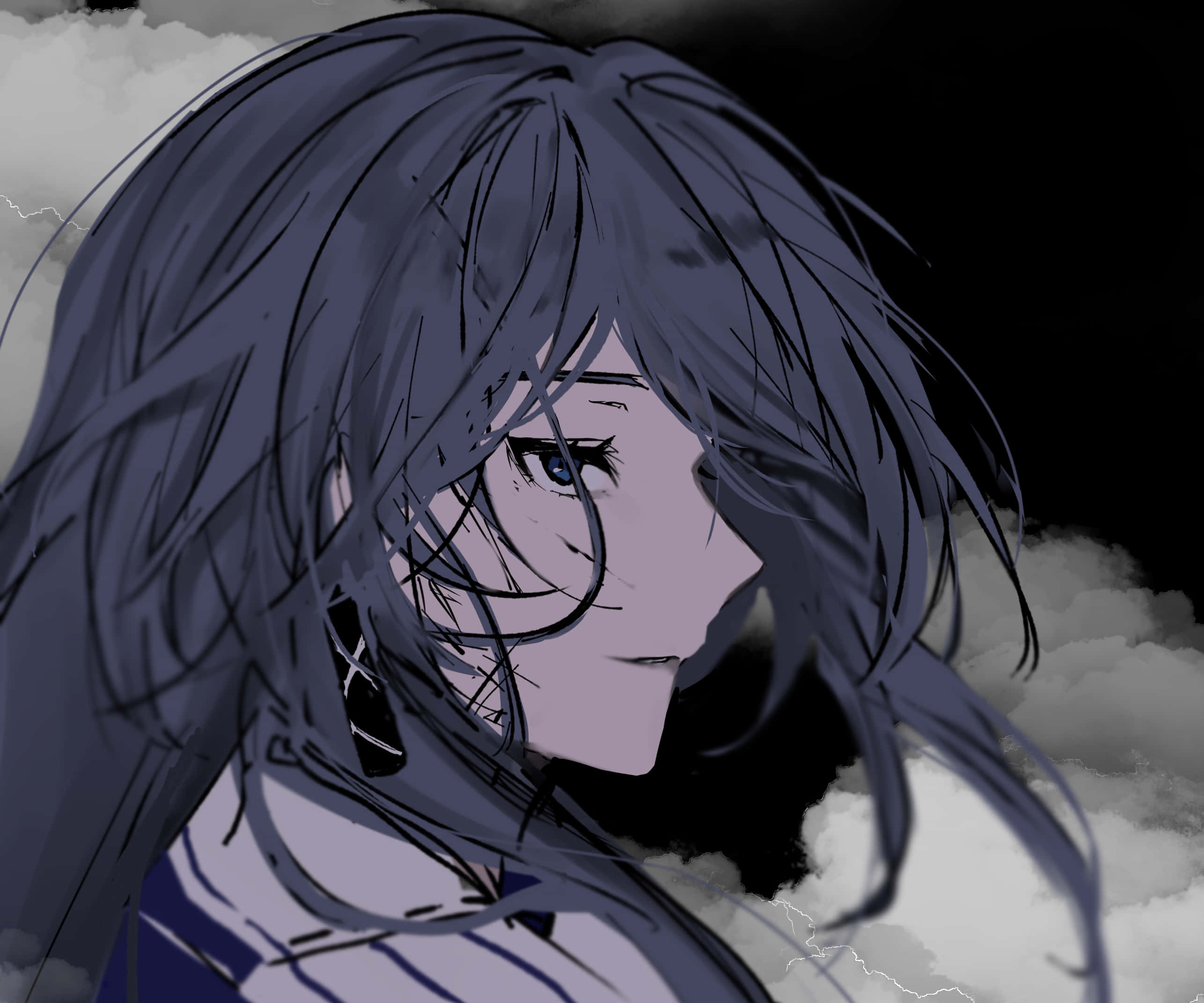 动漫女孩忧郁头像 壁紙