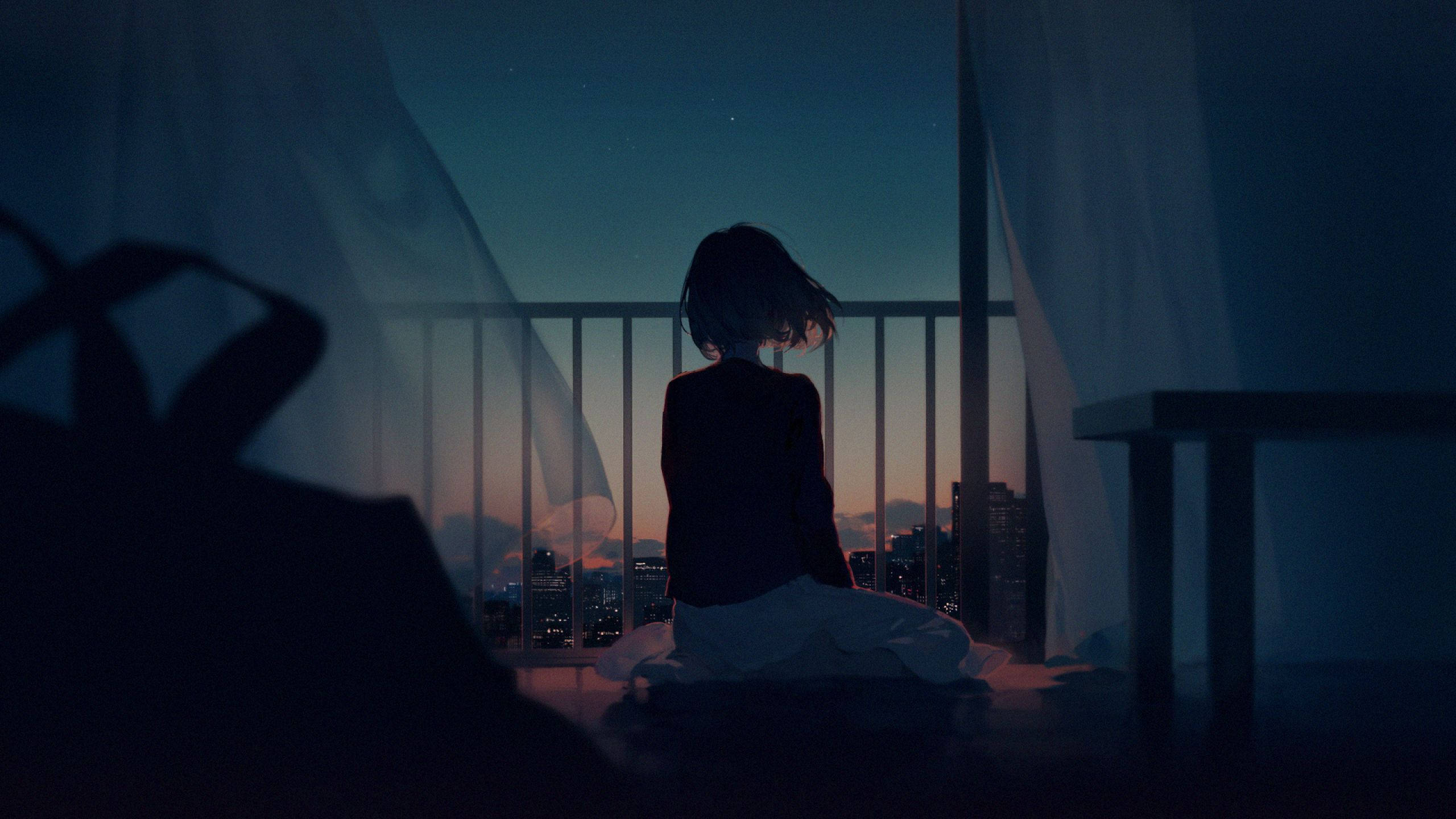 动漫女孩独自一人 壁紙