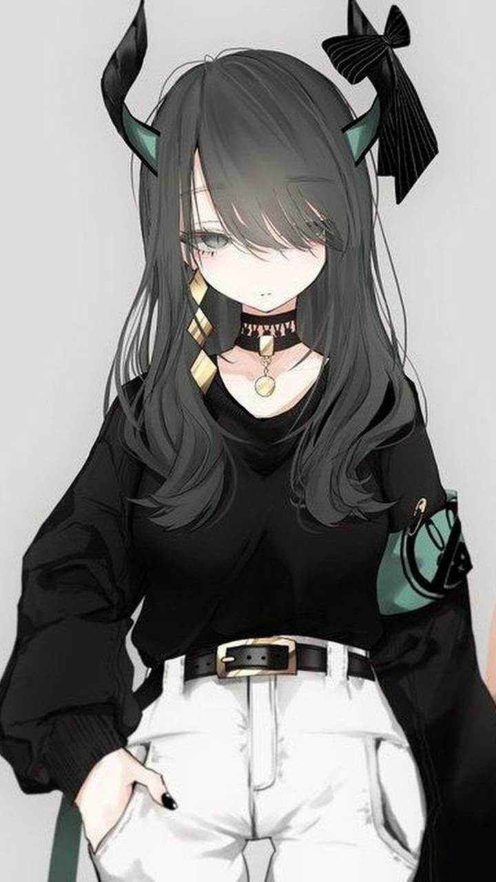 动漫恶魔绿色犄角 壁紙