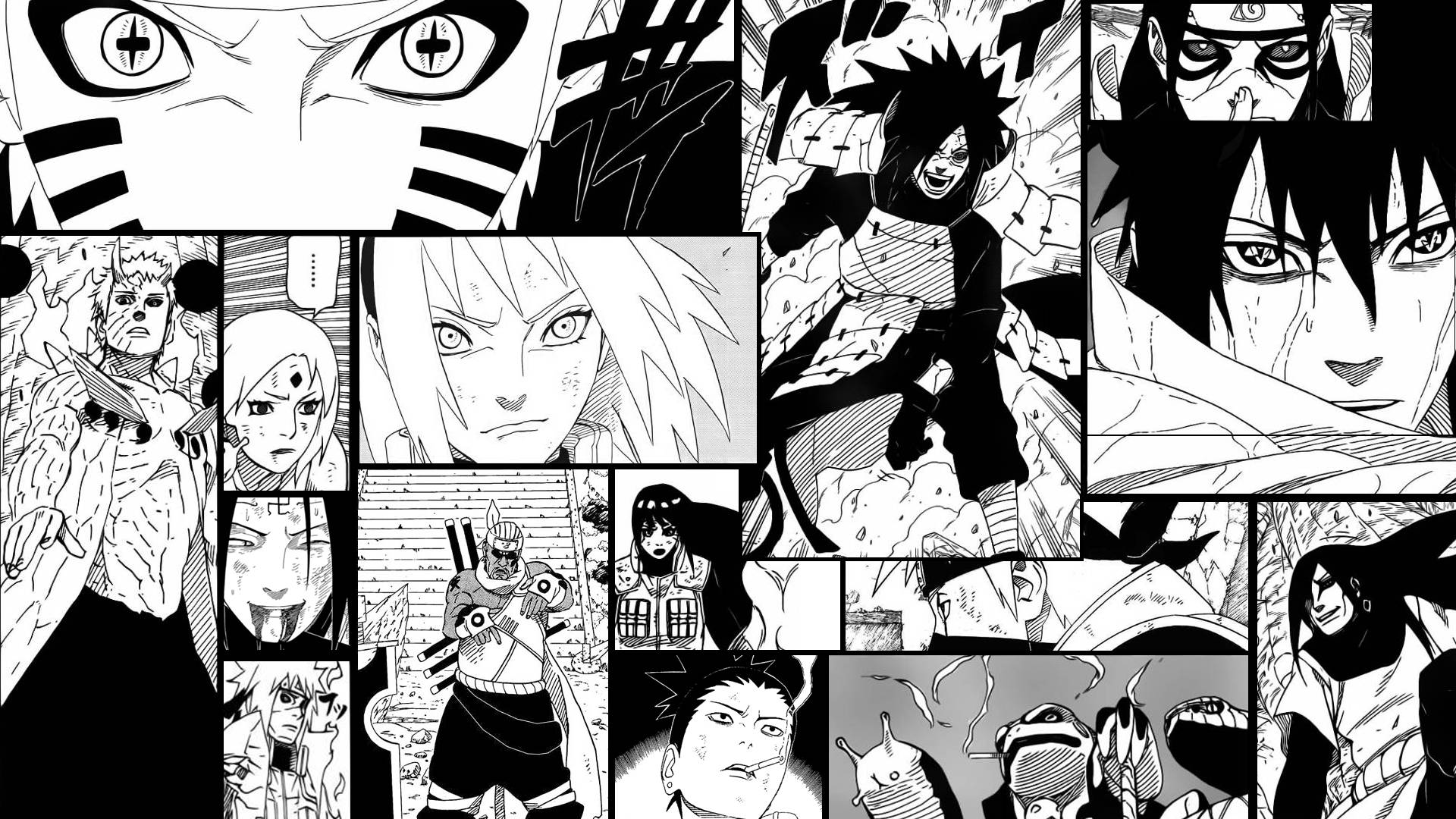 动漫艺术黑白火影忍者漫画分镜 壁紙