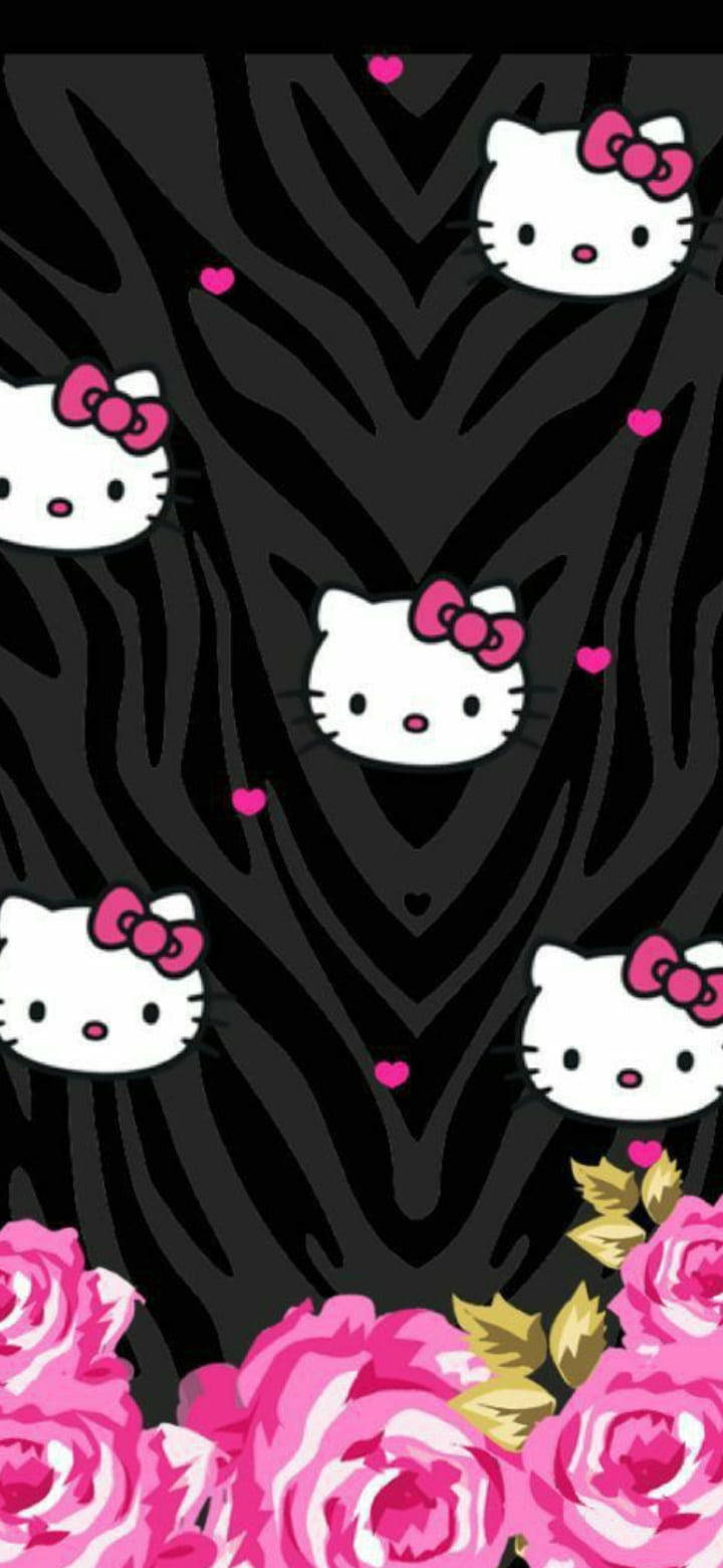 动物纹黑色Hello Kitty 壁紙