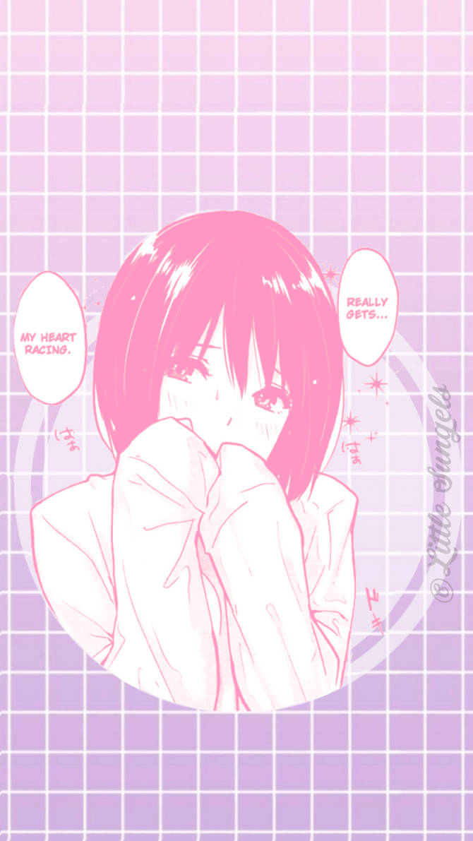 可愛粉紅美學動漫女孩桌布