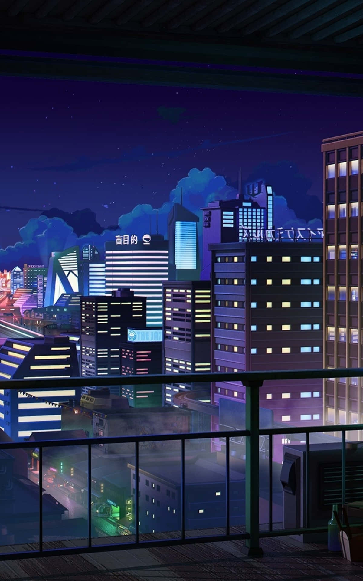動漫夜景城市建築 — 动漫动态图 壁紙