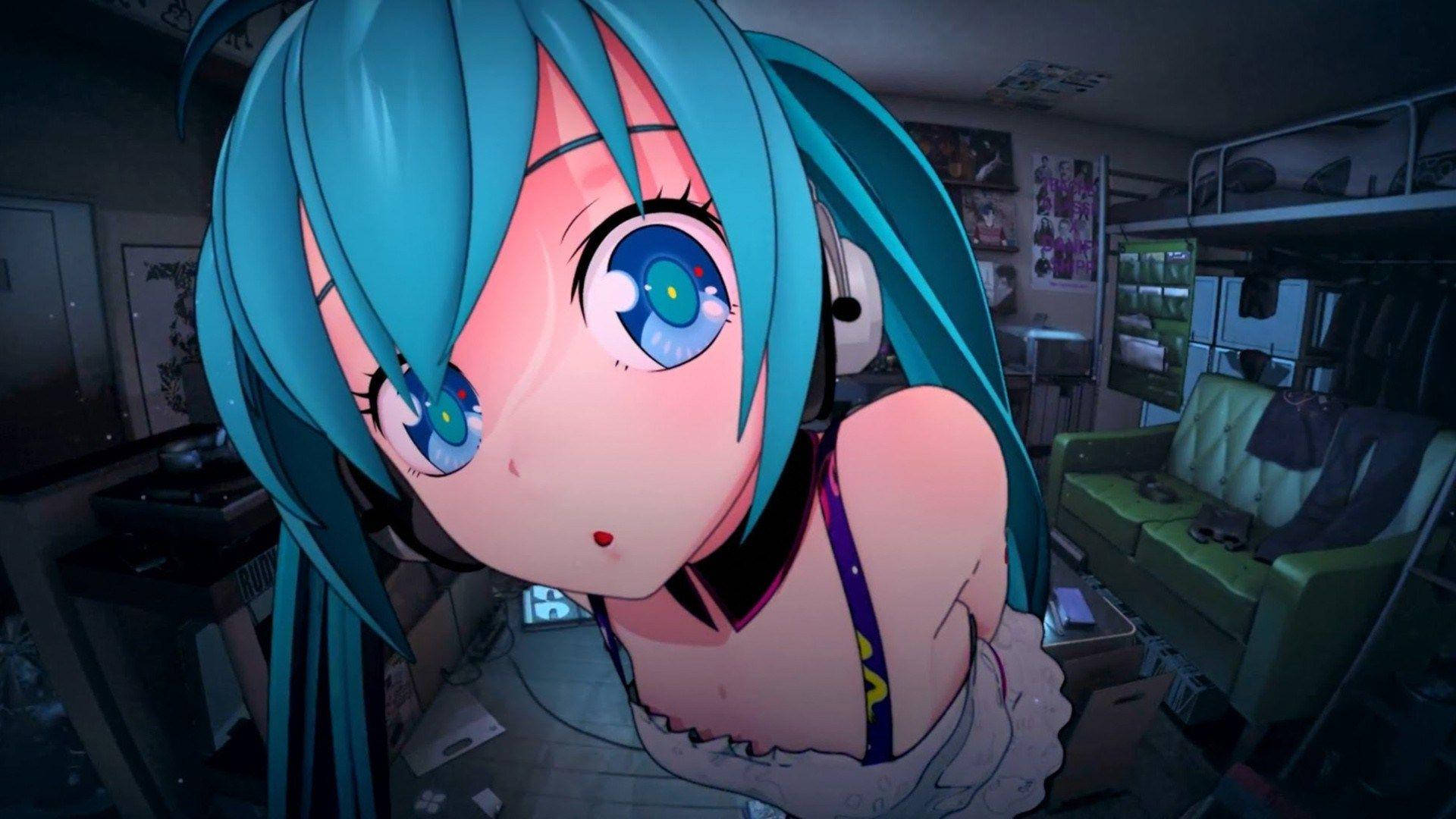 動漫女友初音未來凝視鏡頭 壁紙