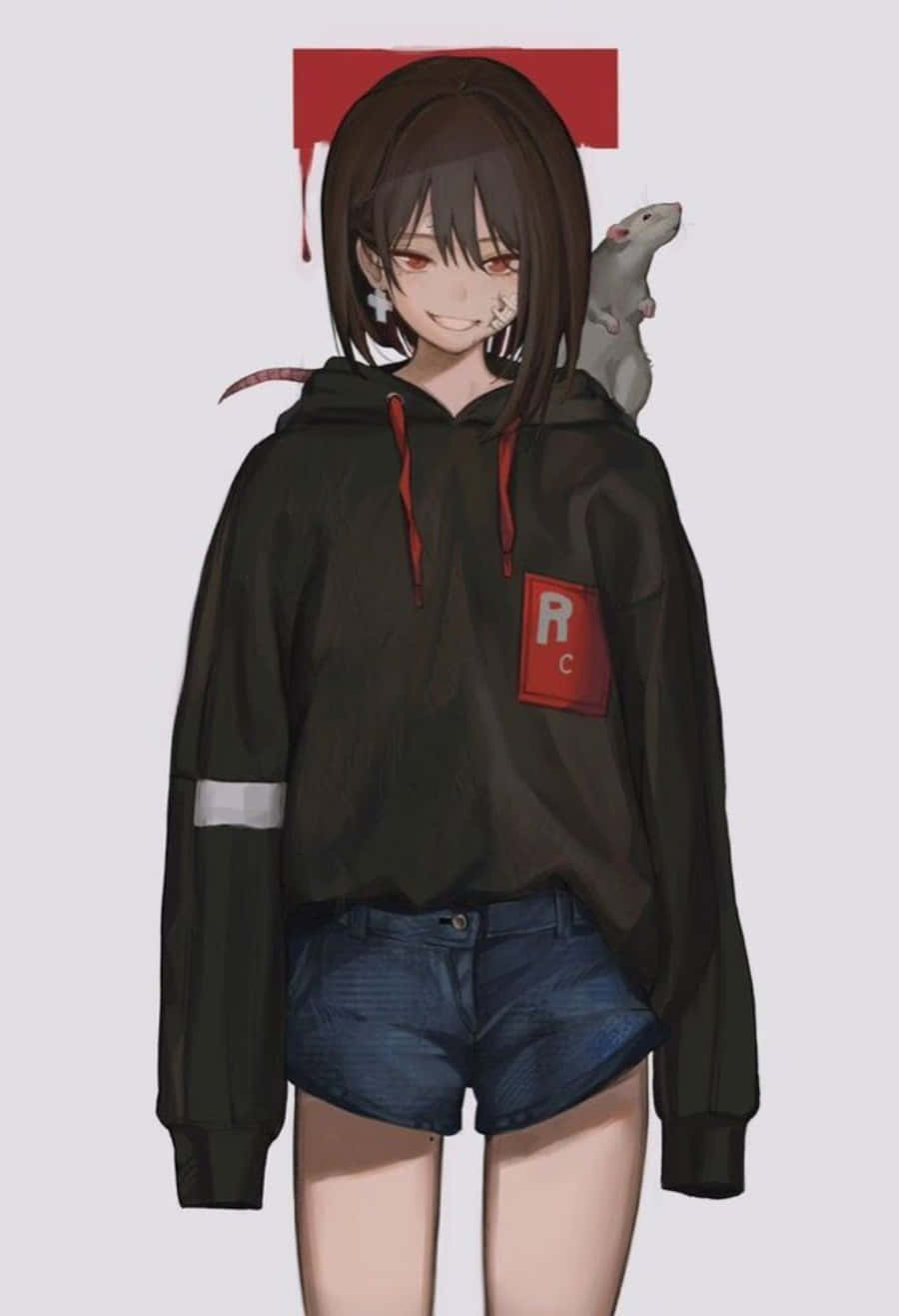 動漫女孩時尚連帽上衣穿搭 壁紙