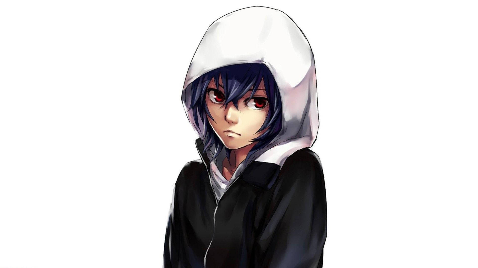 動漫女孩穿著帽T插圖 壁紙