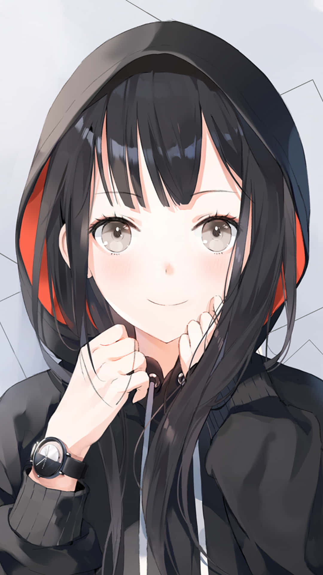 動漫女孩穿著時尚連帽外套 壁紙