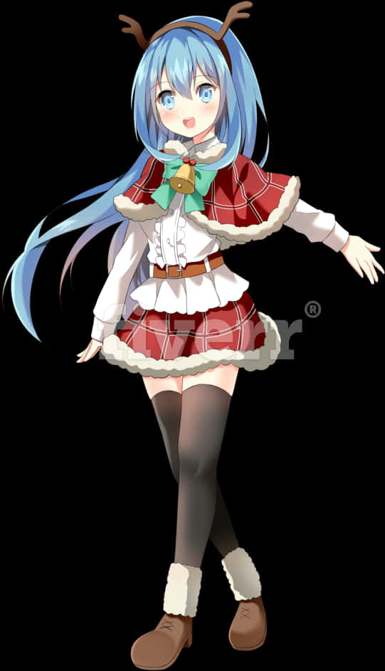 動漫女孩聖誕馴鹿裝 壁紙