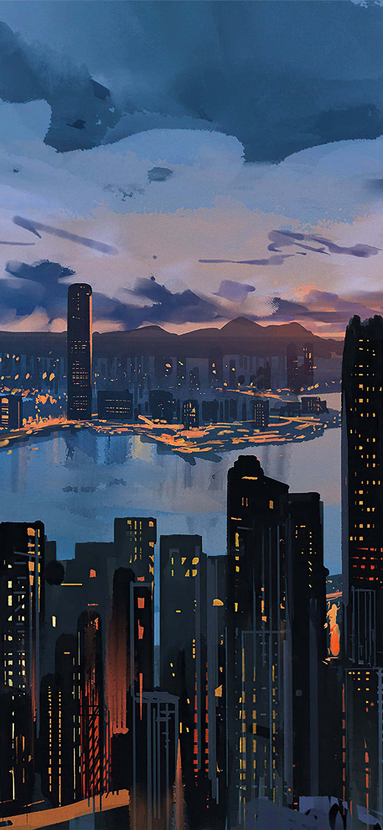 动漫建筑剪影 壁紙