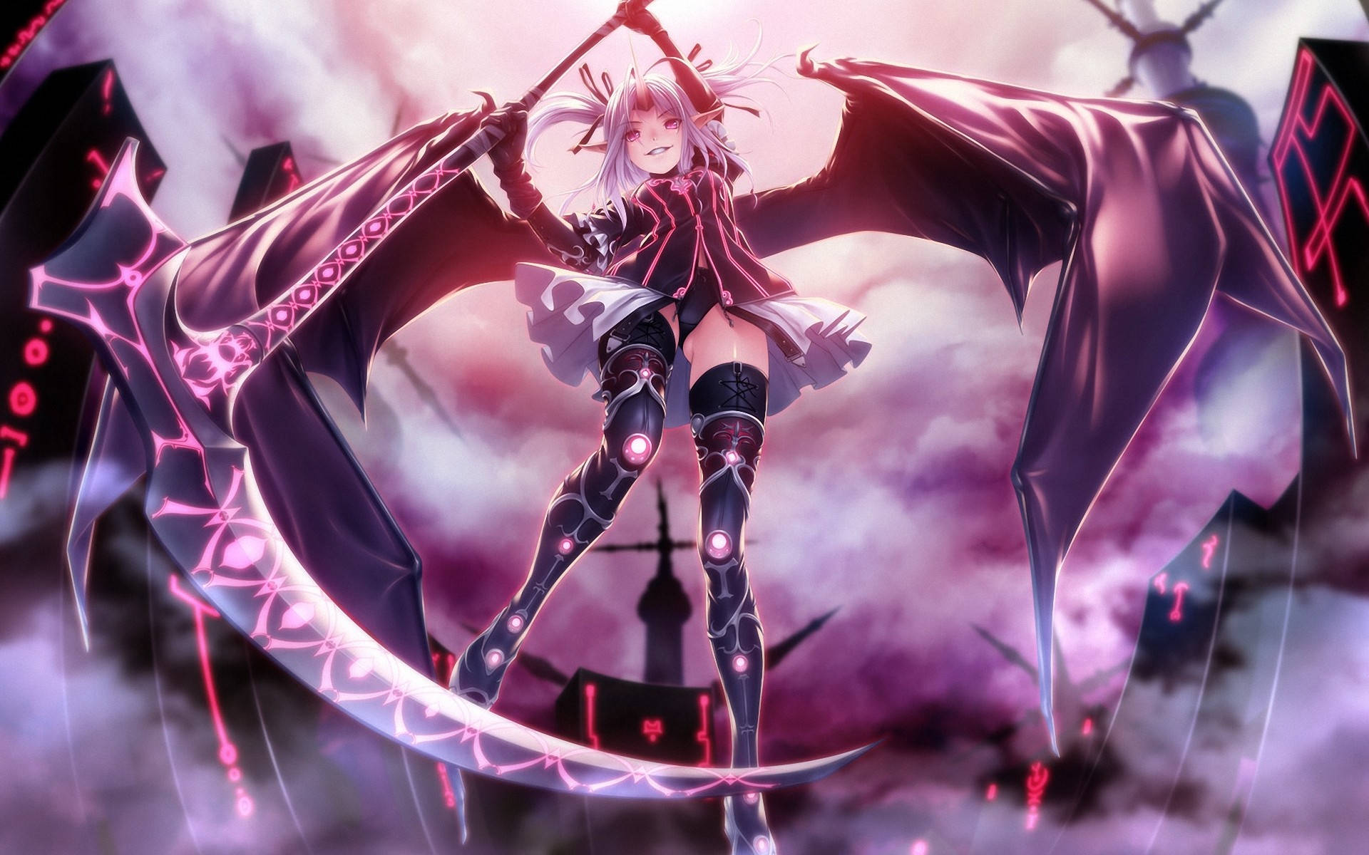 動漫惡魔少女手持鐮刀 壁紙