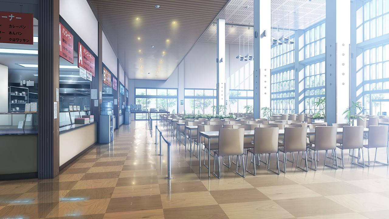 動漫校園風景大學食堂 壁紙
