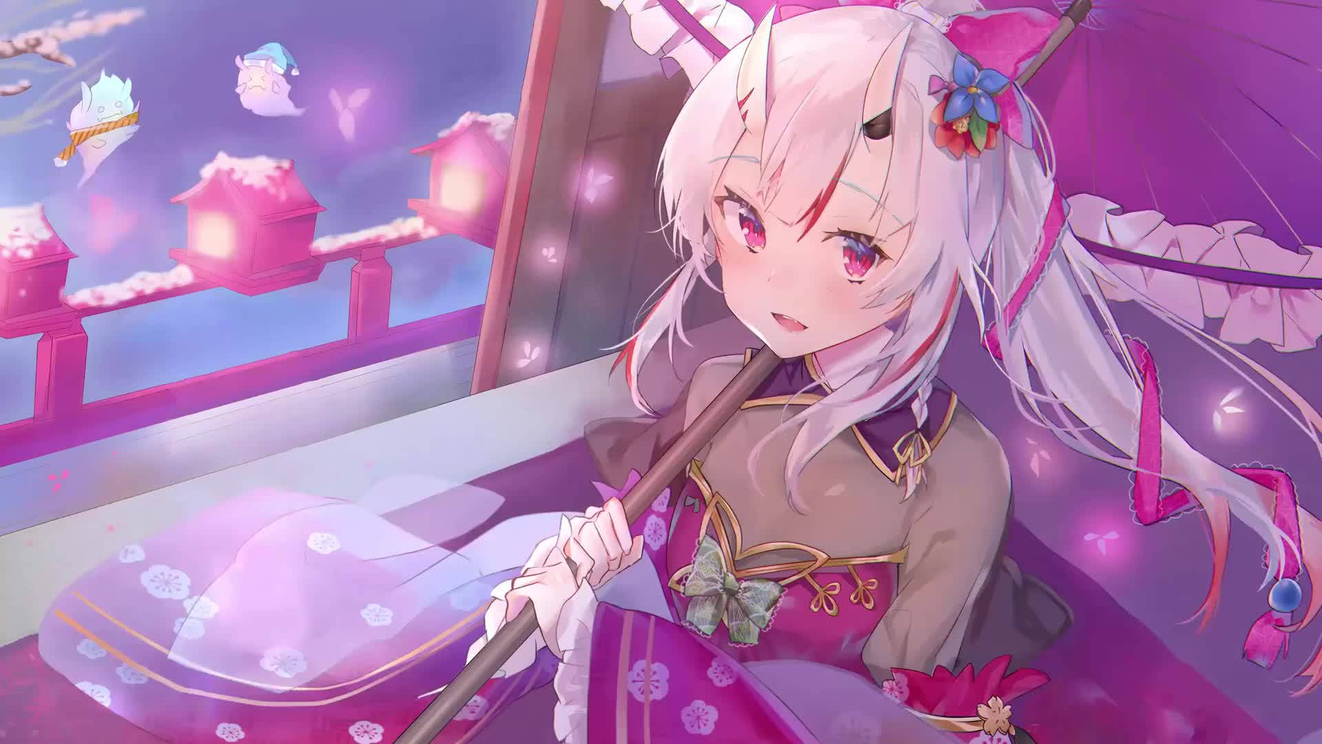 動漫白髮少女桌布
