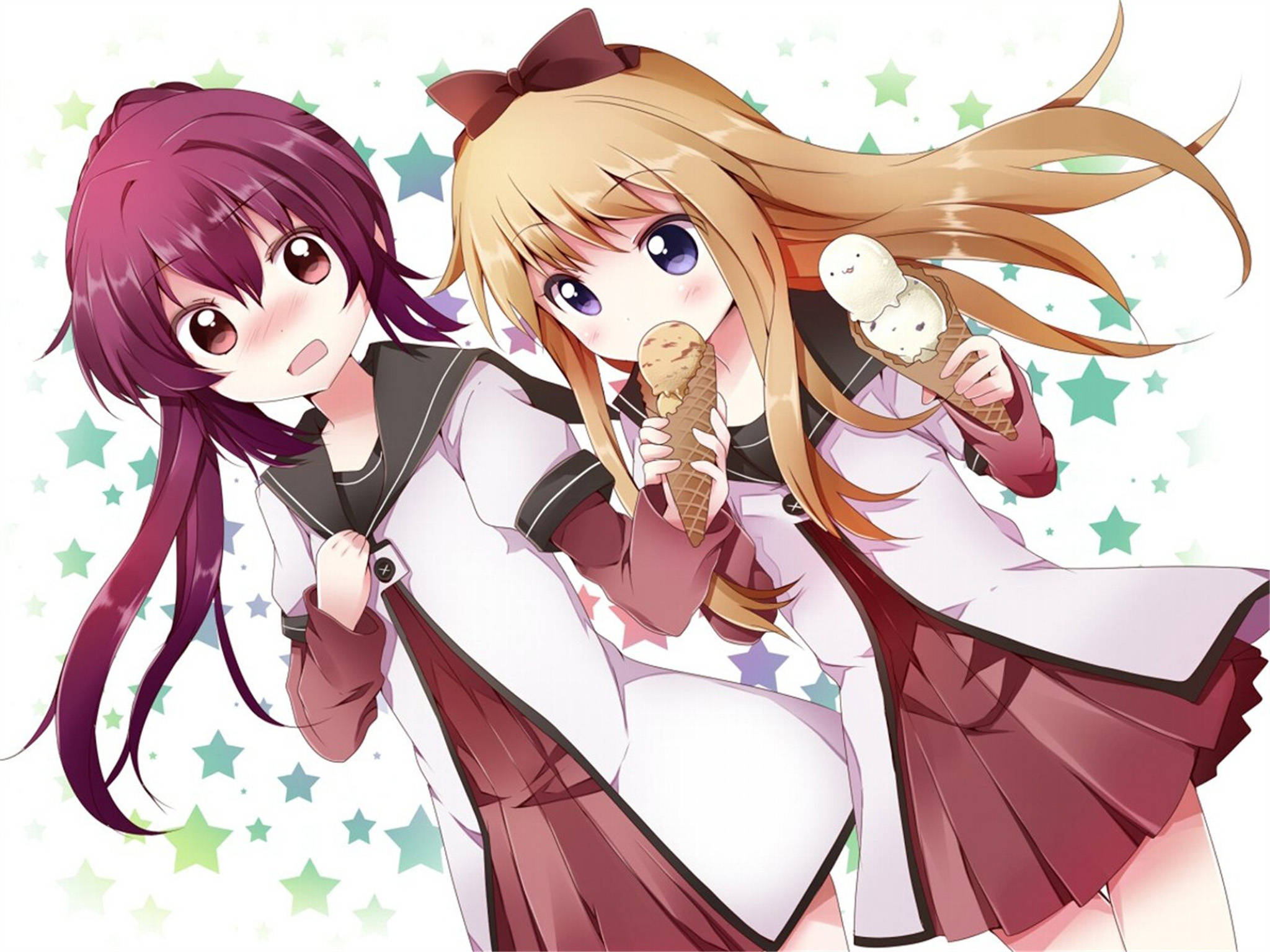 動漫百合角色綾乃與京子 壁紙