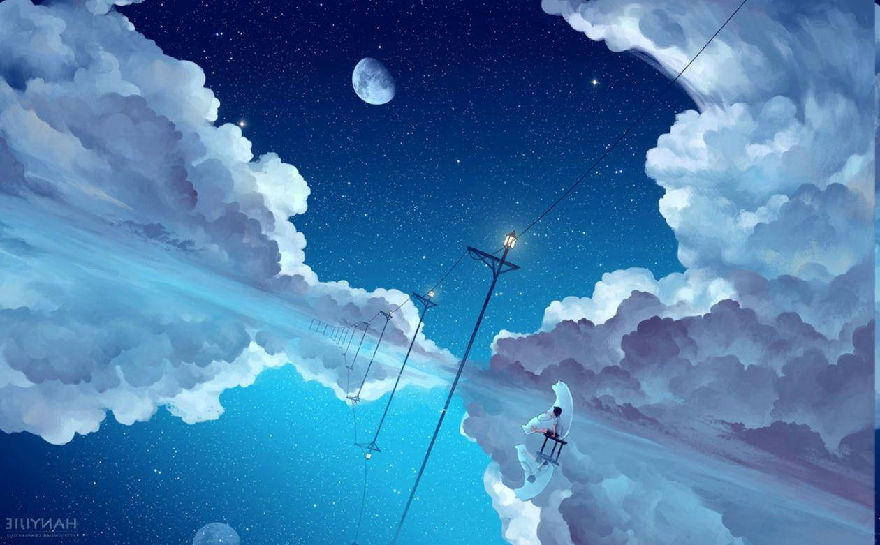 動漫藍色夜景 壁紙
