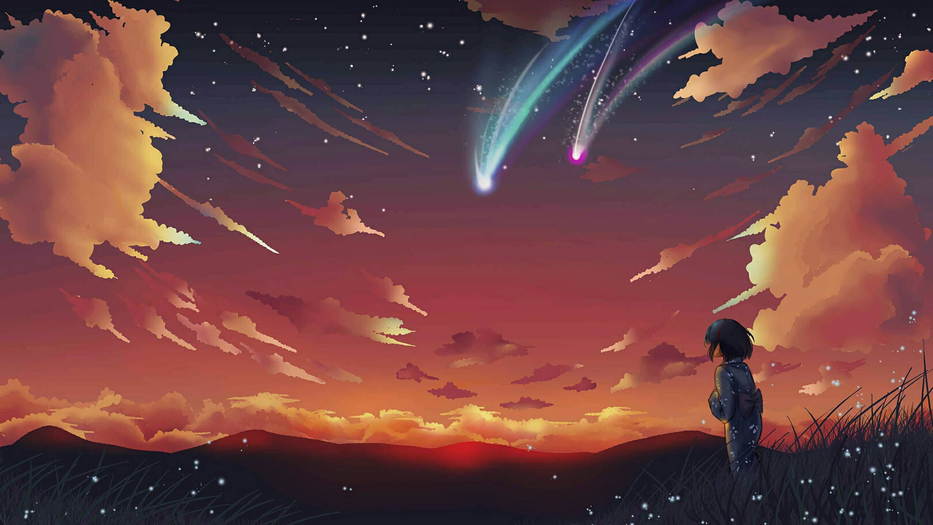 動漫風景流星 壁紙