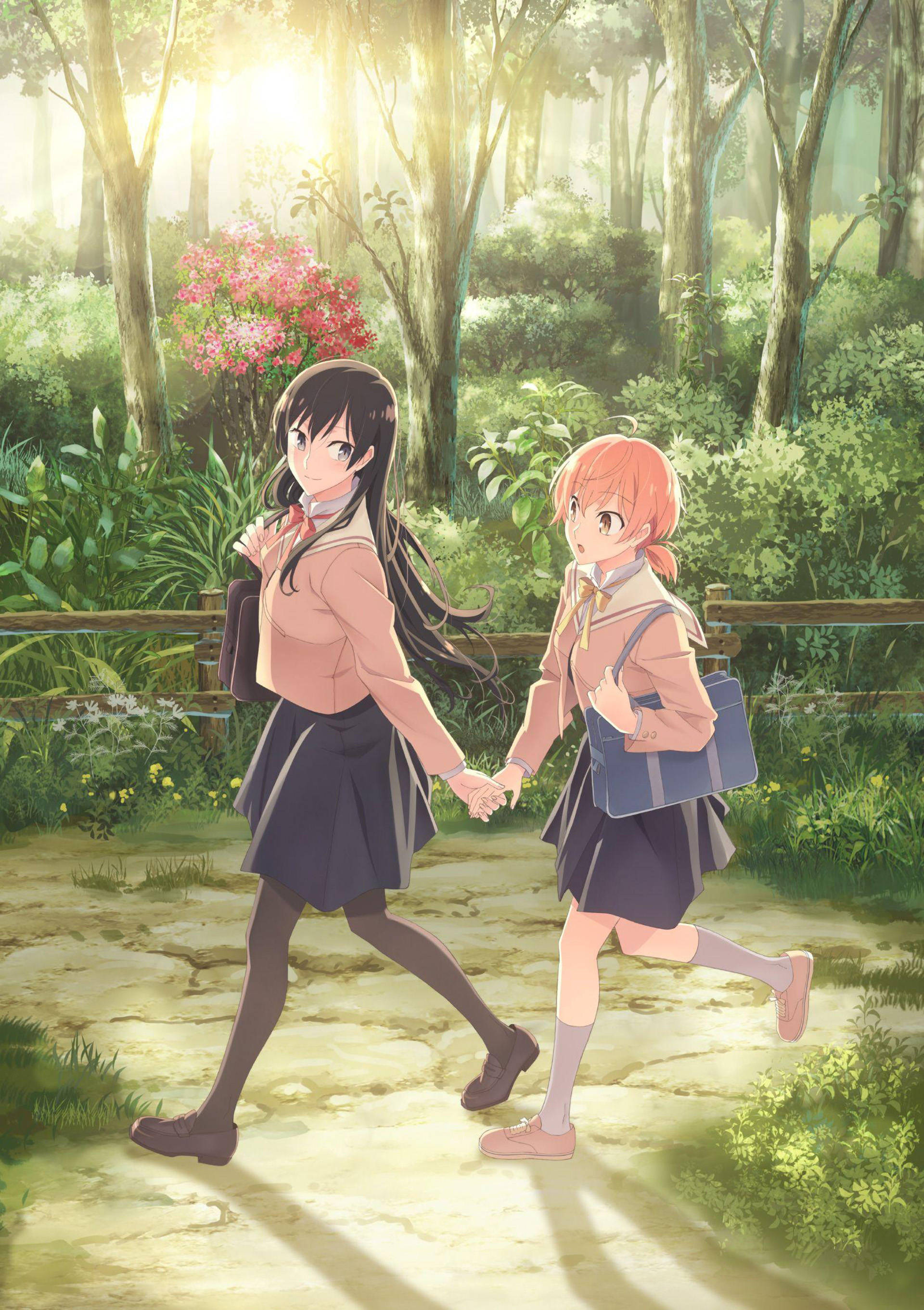 動畫《終將成為妳》中的女戀情侶在森林中 壁紙