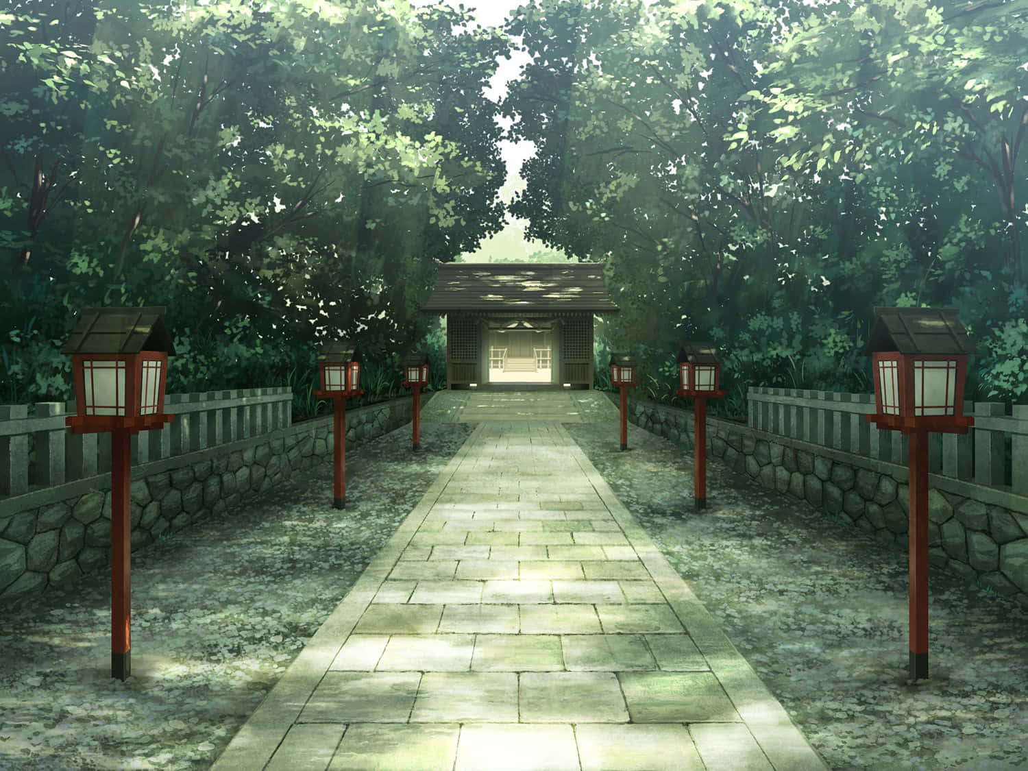 動畫公園燈籠神社背景 壁紙