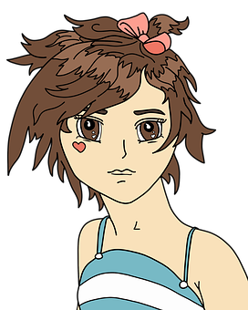 動畫女孩臉頰上有愛心 壁紙