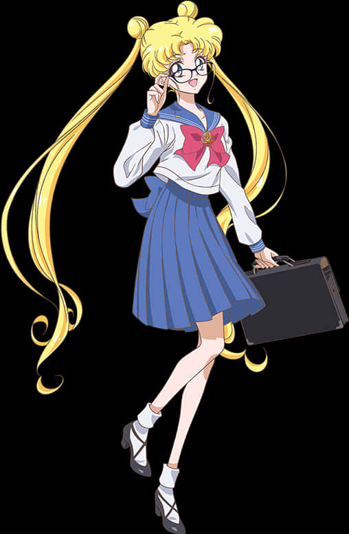 動畫金髮眼鏡女學生 壁紙