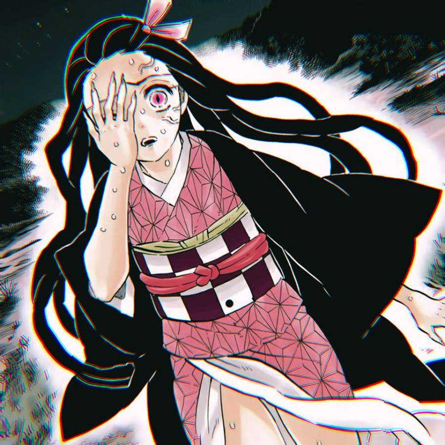 单手遮眼鬼灭之刃祢豆子 壁紙