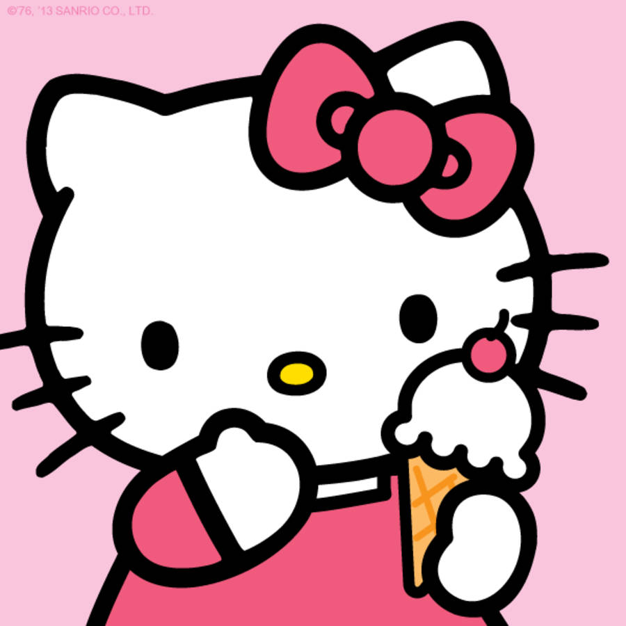 卡通Hello Kitty头像冰淇淋 壁紙