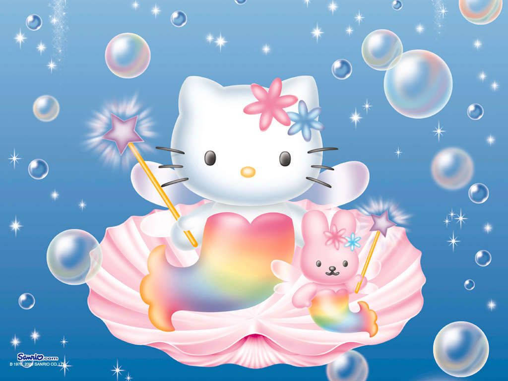 卡通海妖兔与Hello Kitty头像 壁紙