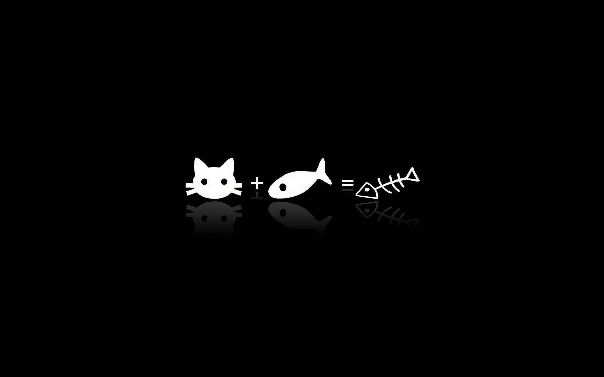 卡通貓與魚 壁紙