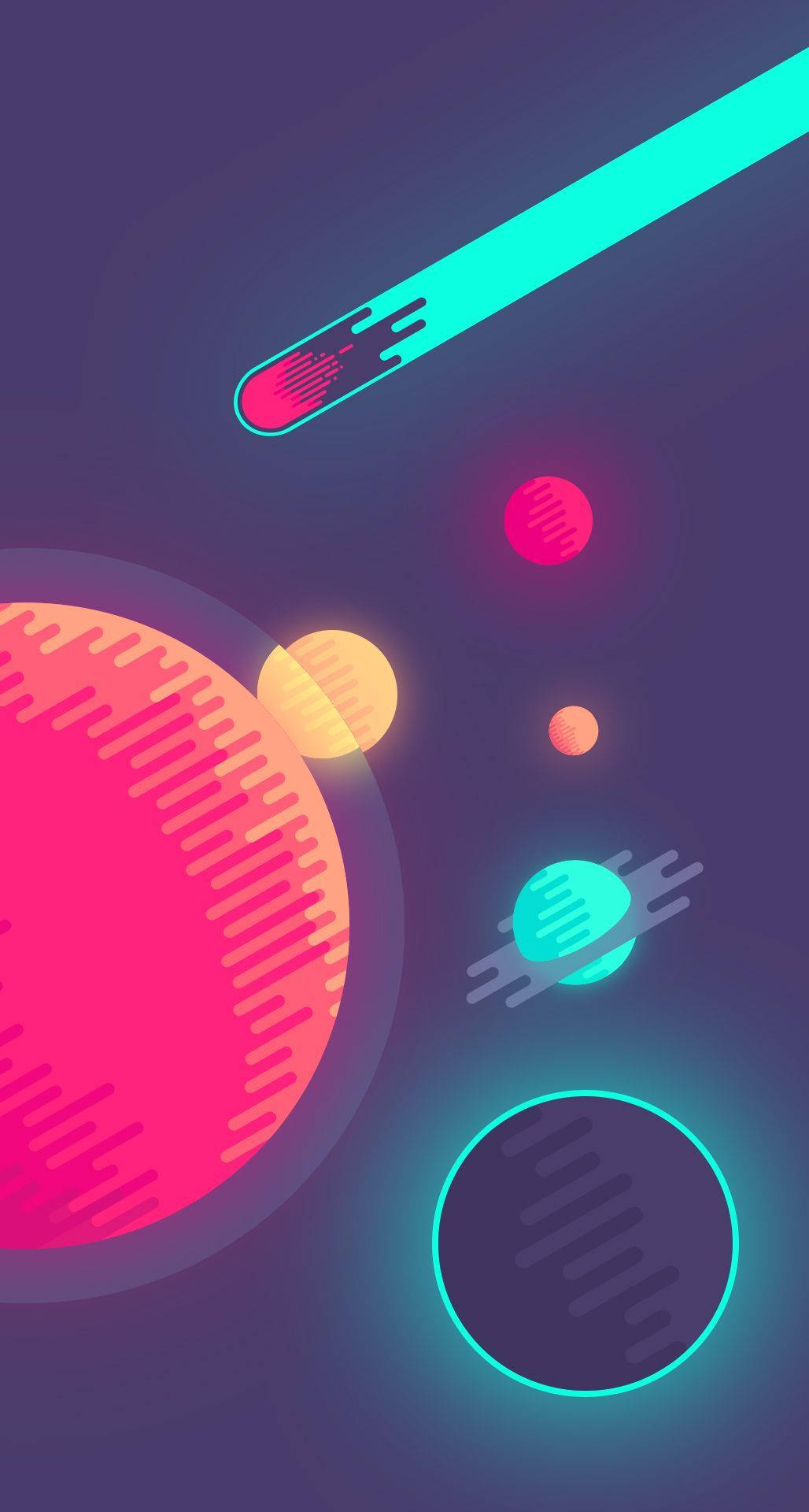 卡通霓虹星球獨立手機桌布 壁紙
