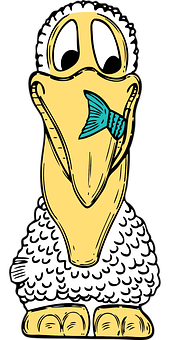 卡通鵜鶘叼魚 壁紙