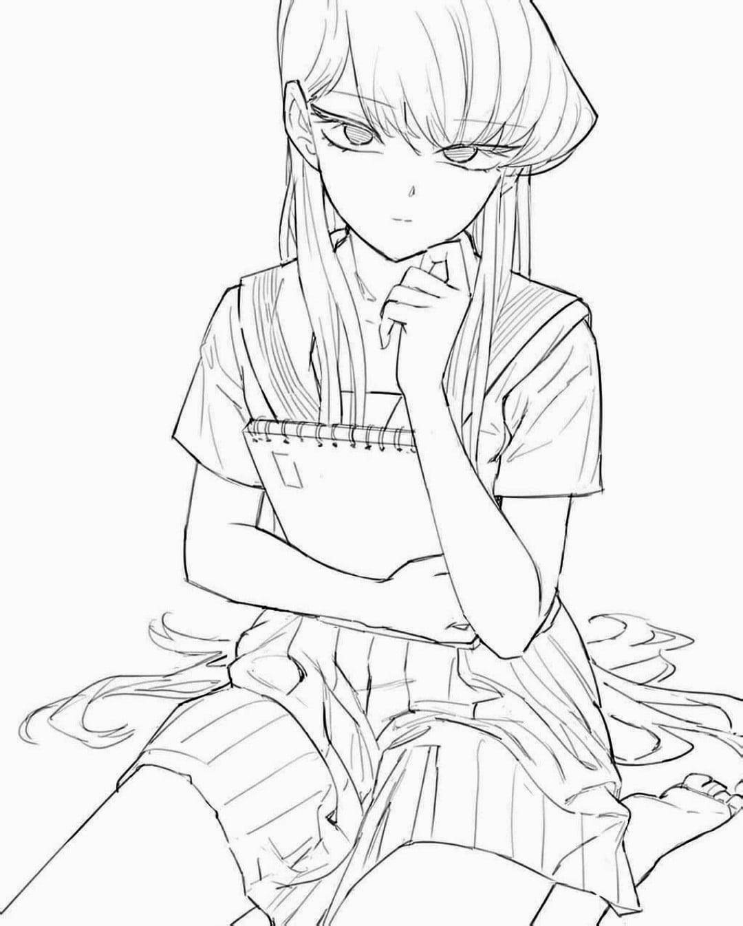 古見同學簡約鉛筆插畫 壁紙