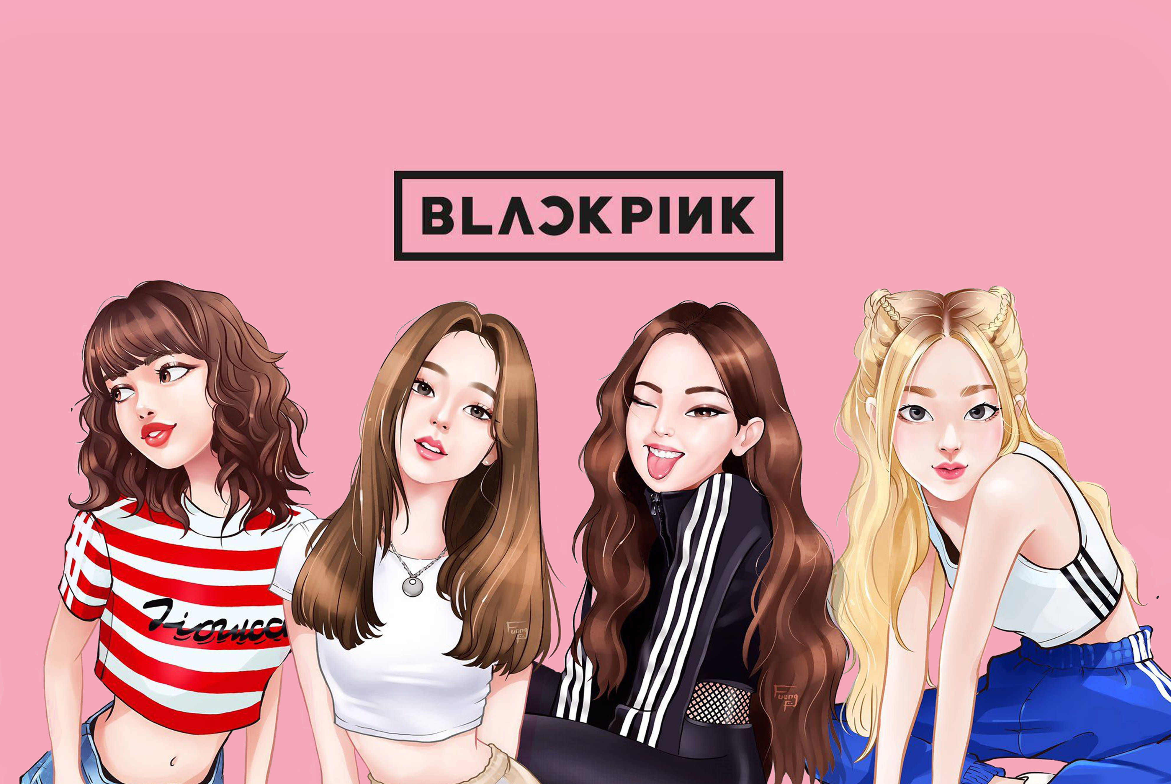 可愛BLACKPINK卡通藝術 壁紙