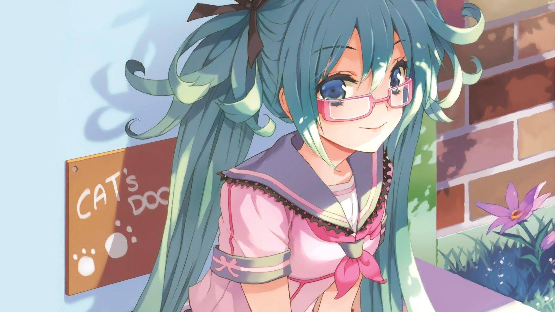 可愛動漫初音未來穿校服 壁紙