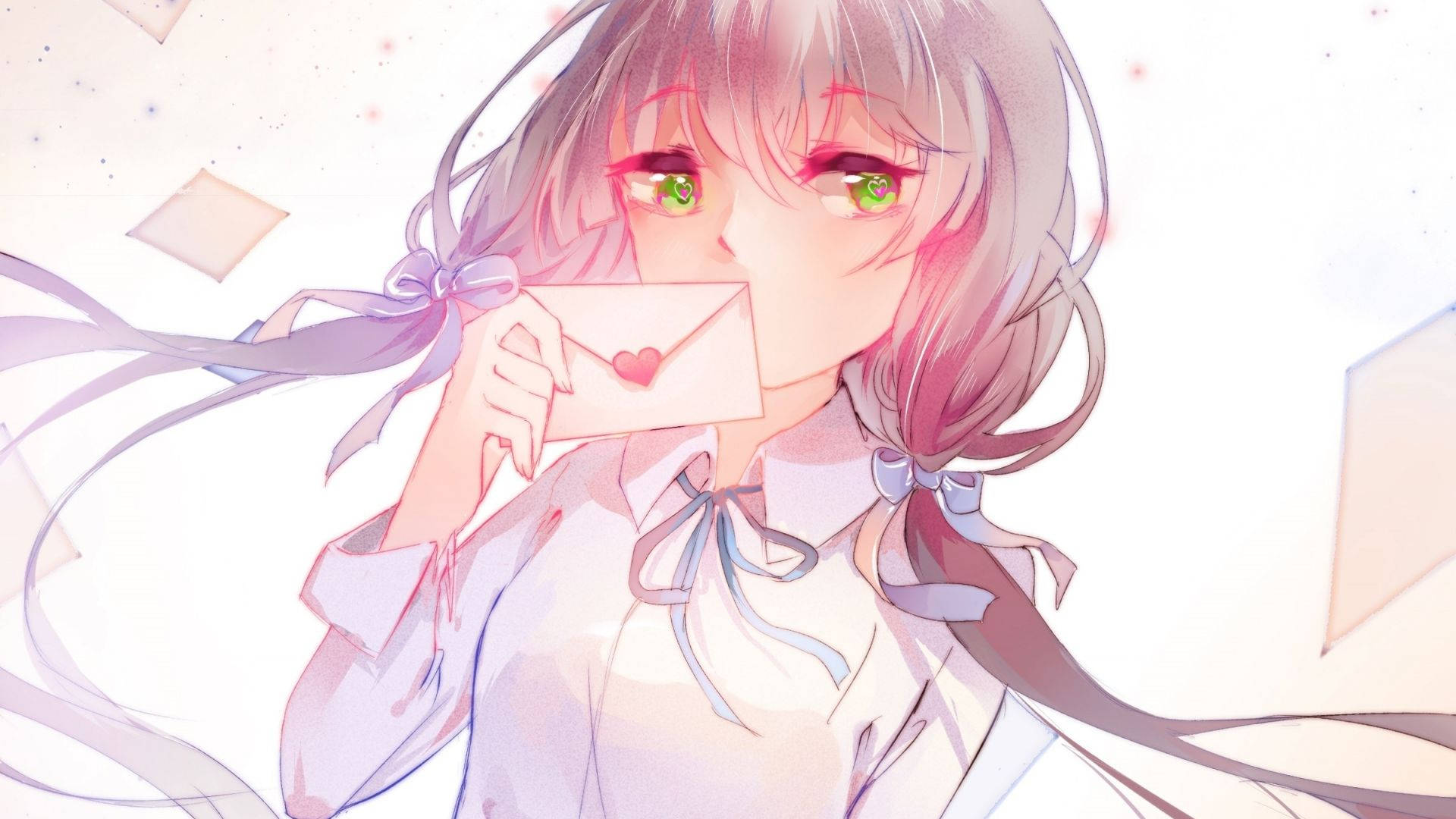 可愛動漫大頭貼 綠眼女孩 壁紙