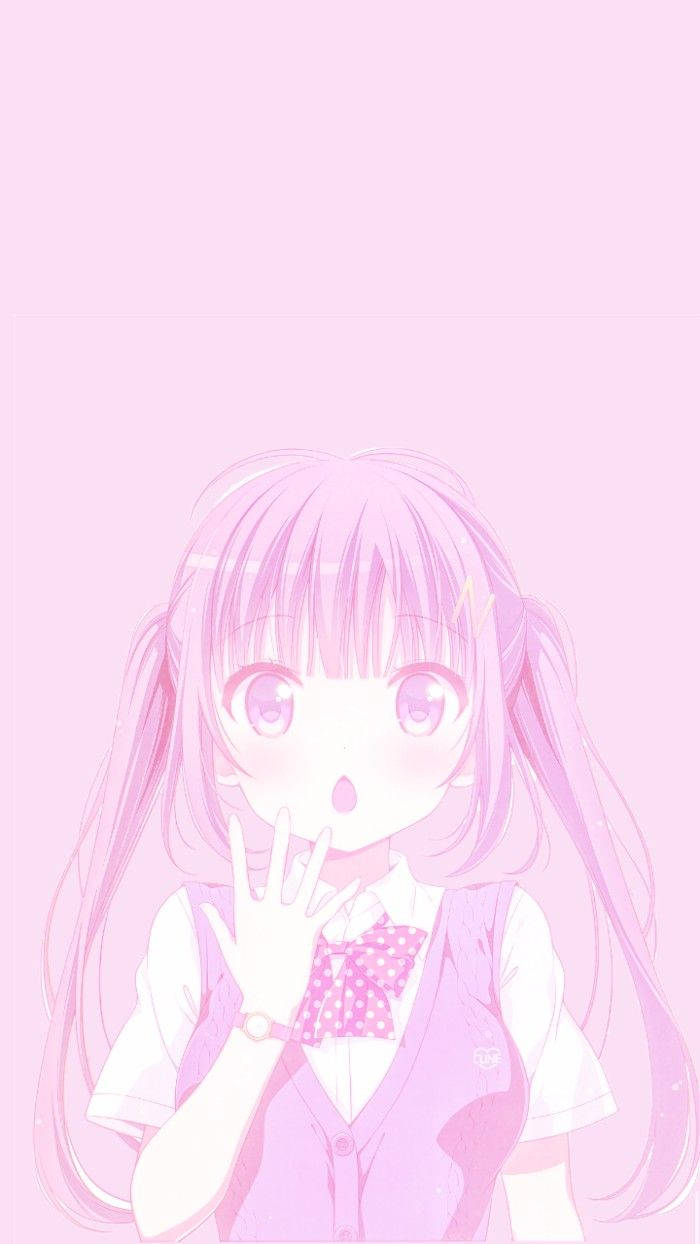 可愛動漫女學生粉紅風 壁紙