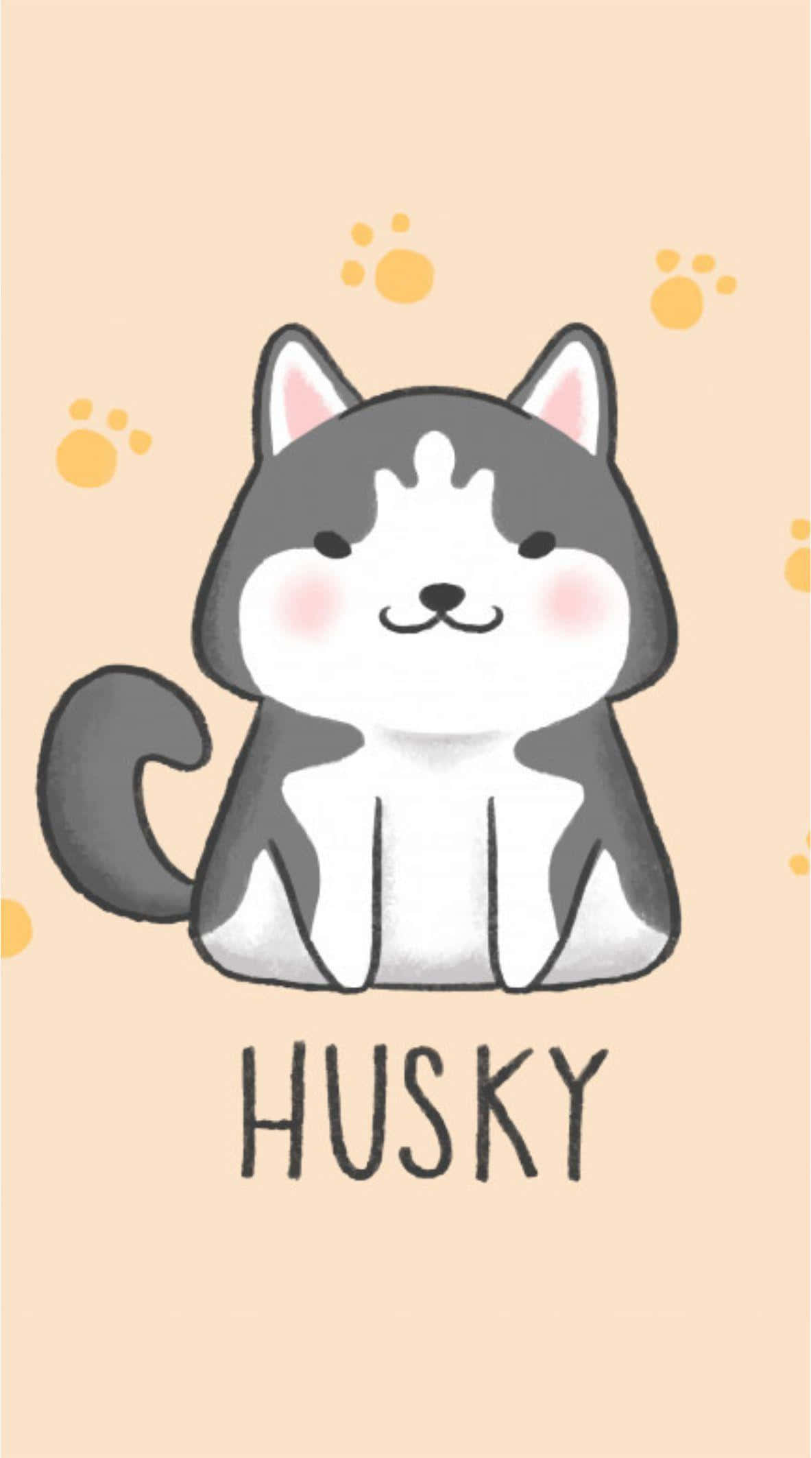 可愛動物卡通坐姿哈士奇 壁紙