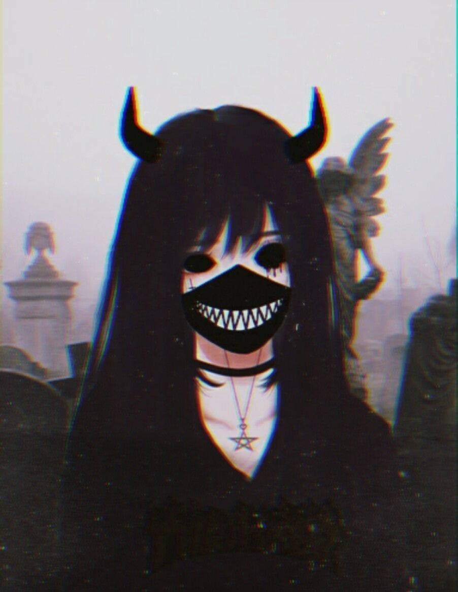 可愛哥德風動漫女孩頭像 壁紙