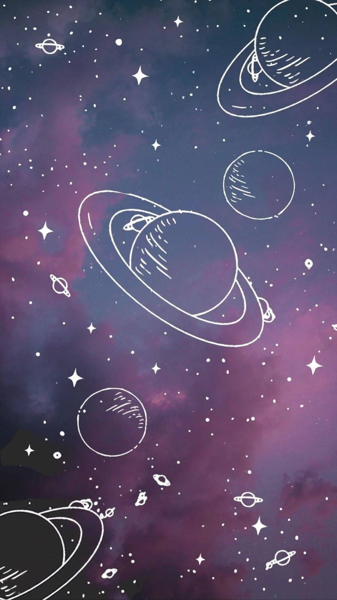 可愛土星行星銀河 壁紙