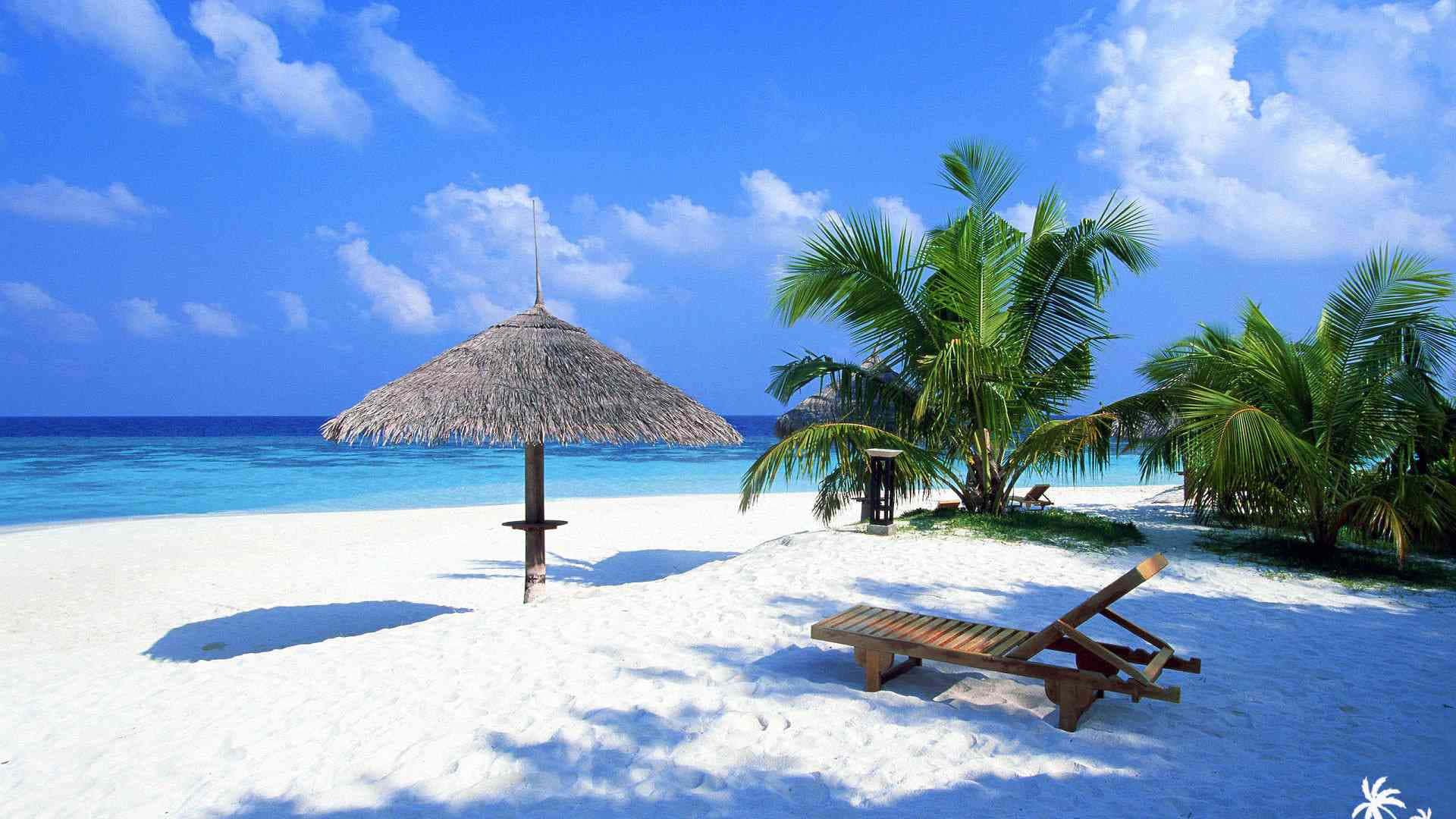 可愛夏日海灘休憩區 壁紙