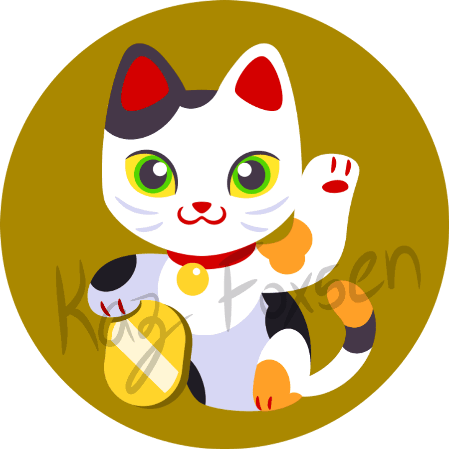 可愛招財貓插畫 壁紙