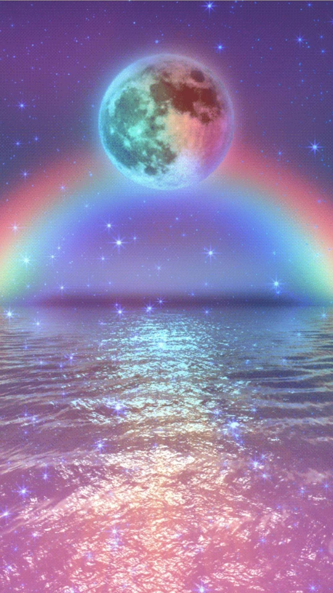 可愛星系中的唯美月亮 壁紙