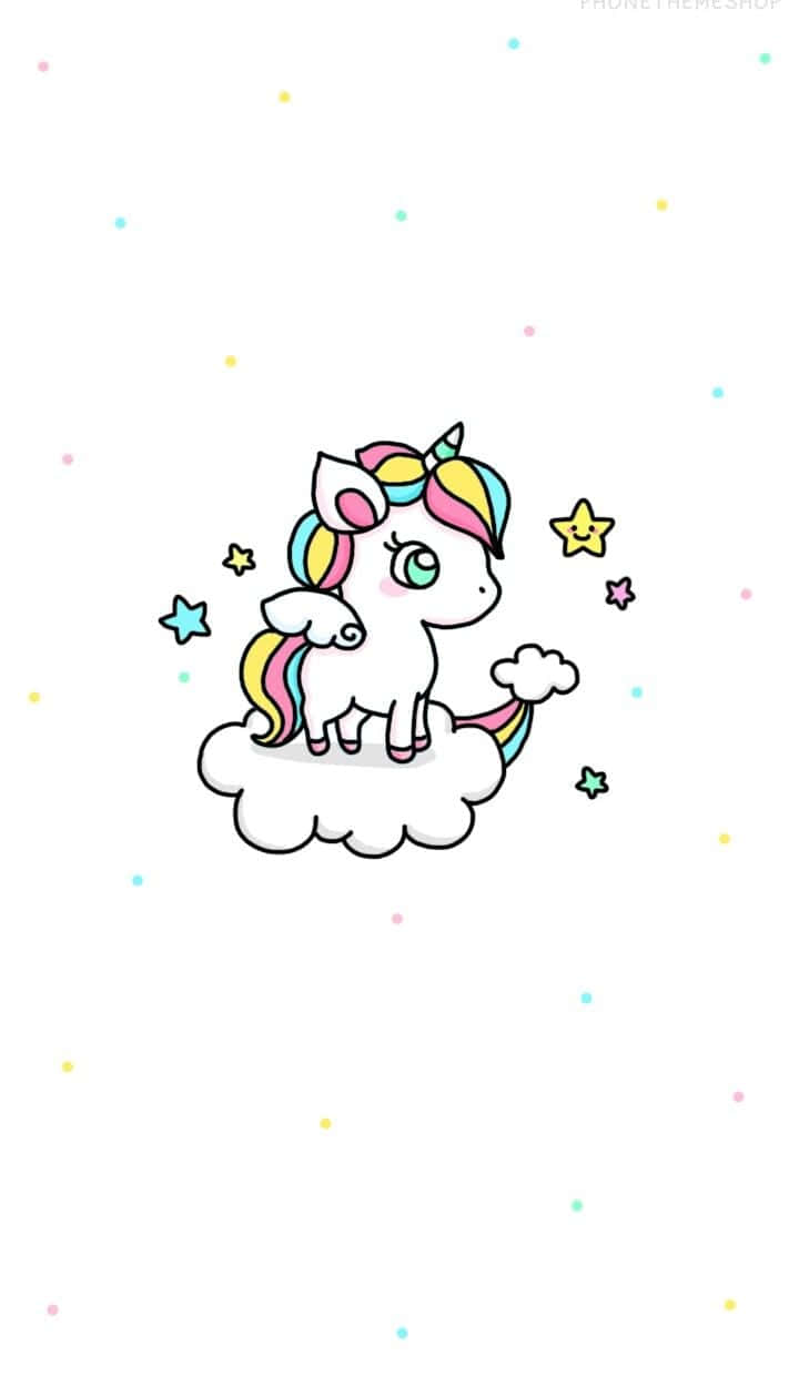 可愛獨角獸騎乘魔法雲朵圖片 壁紙