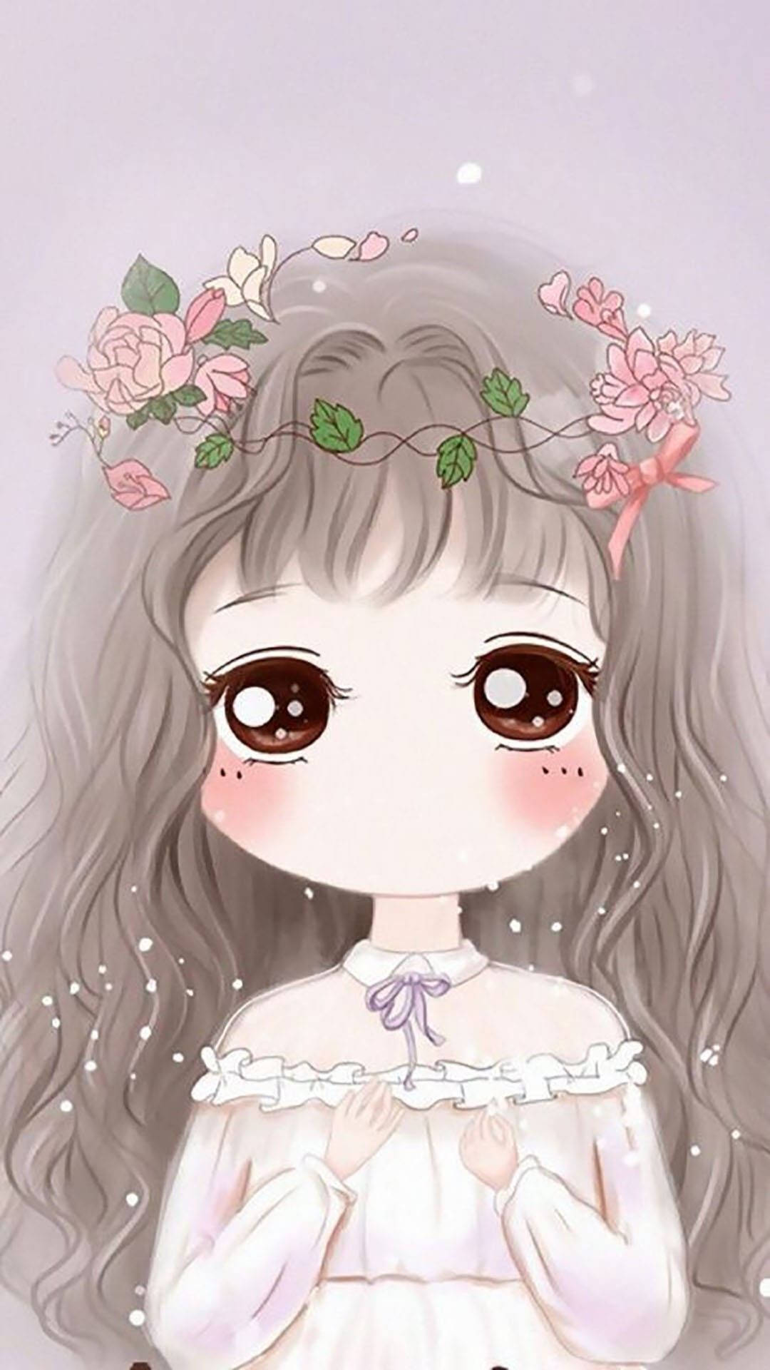 可愛甜美花冠少女 壁紙
