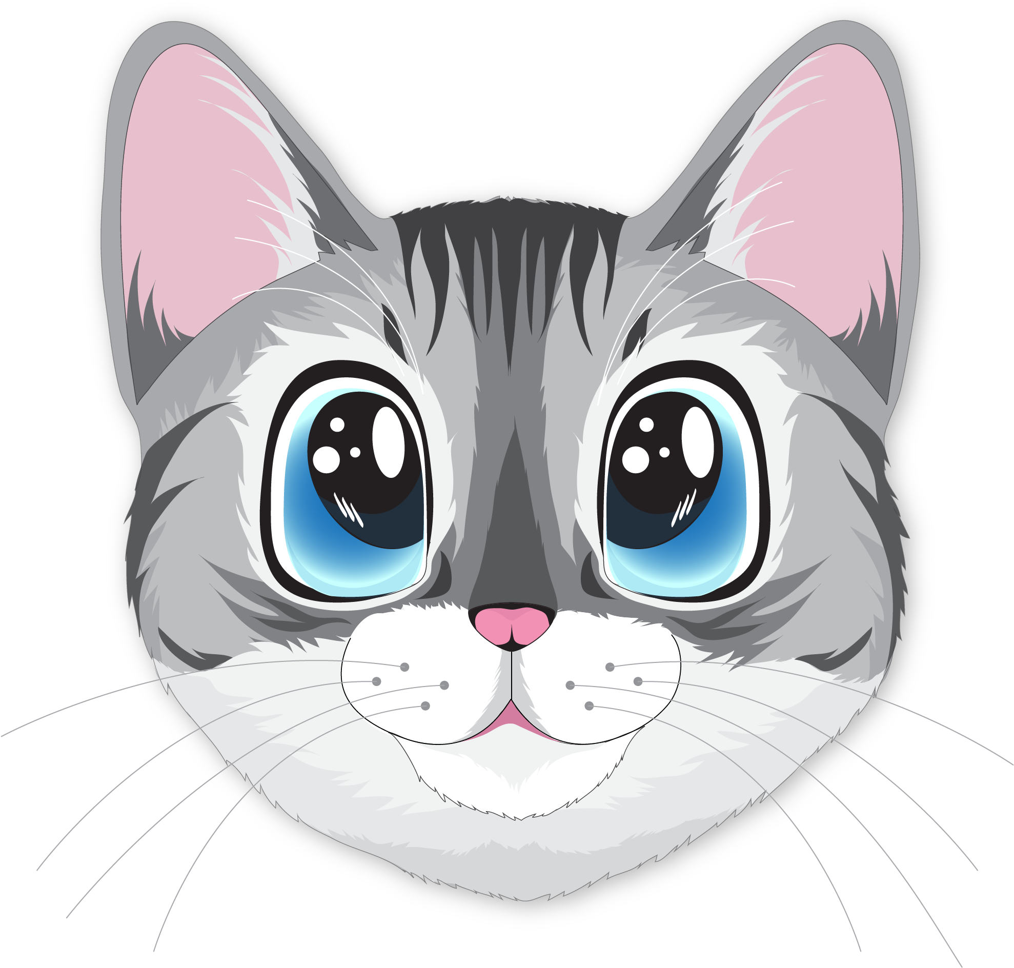 可愛的卡哇伊貓咪插畫.PNG 壁紙